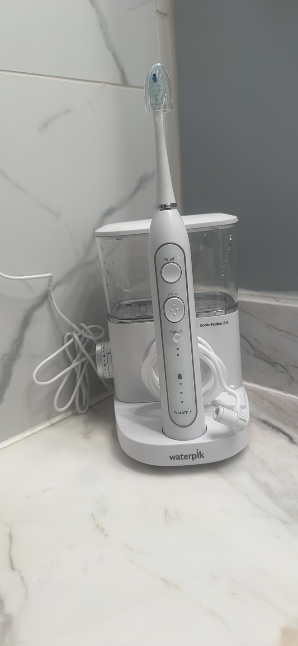 Waterpik Sonic-Fusion Flossing Electric Toothbrush Water Flosser, White customer photo 2