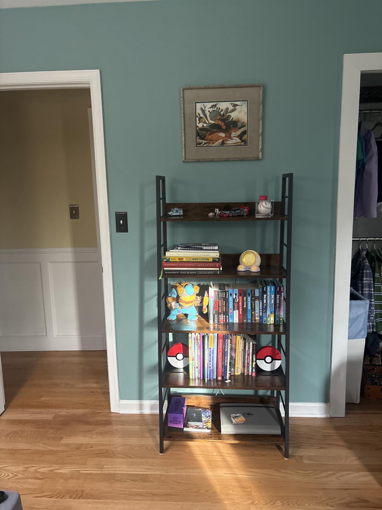 IRONCK 5 Tier Ladder Bookcase with Metal Frame, Rustic Brown customer photo 2