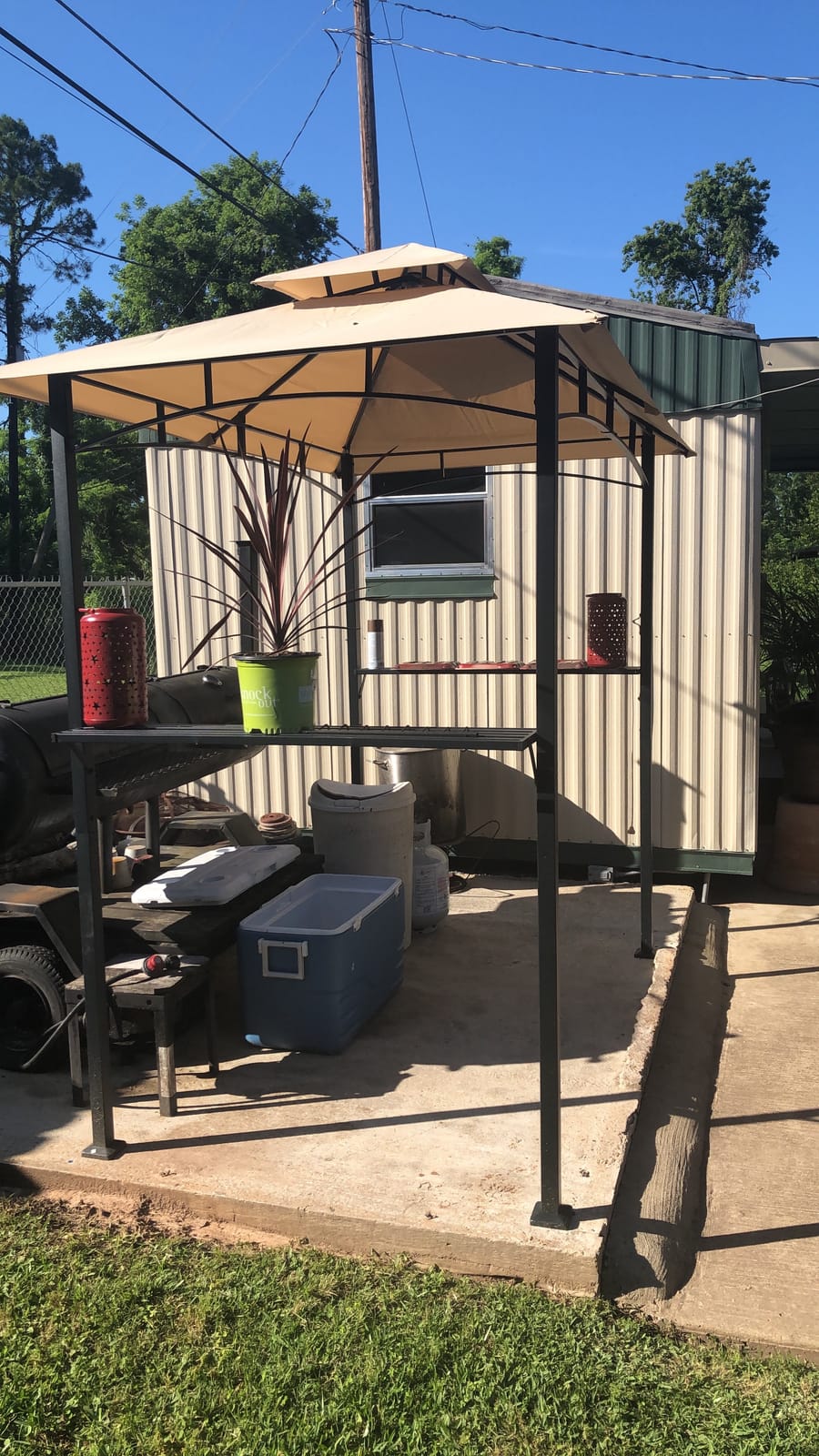 AECOJOY 8' x 5' Outdoor Grill Gazebo, 2-Tier BBQ Gazebo Canopy, Beige customer photo 2