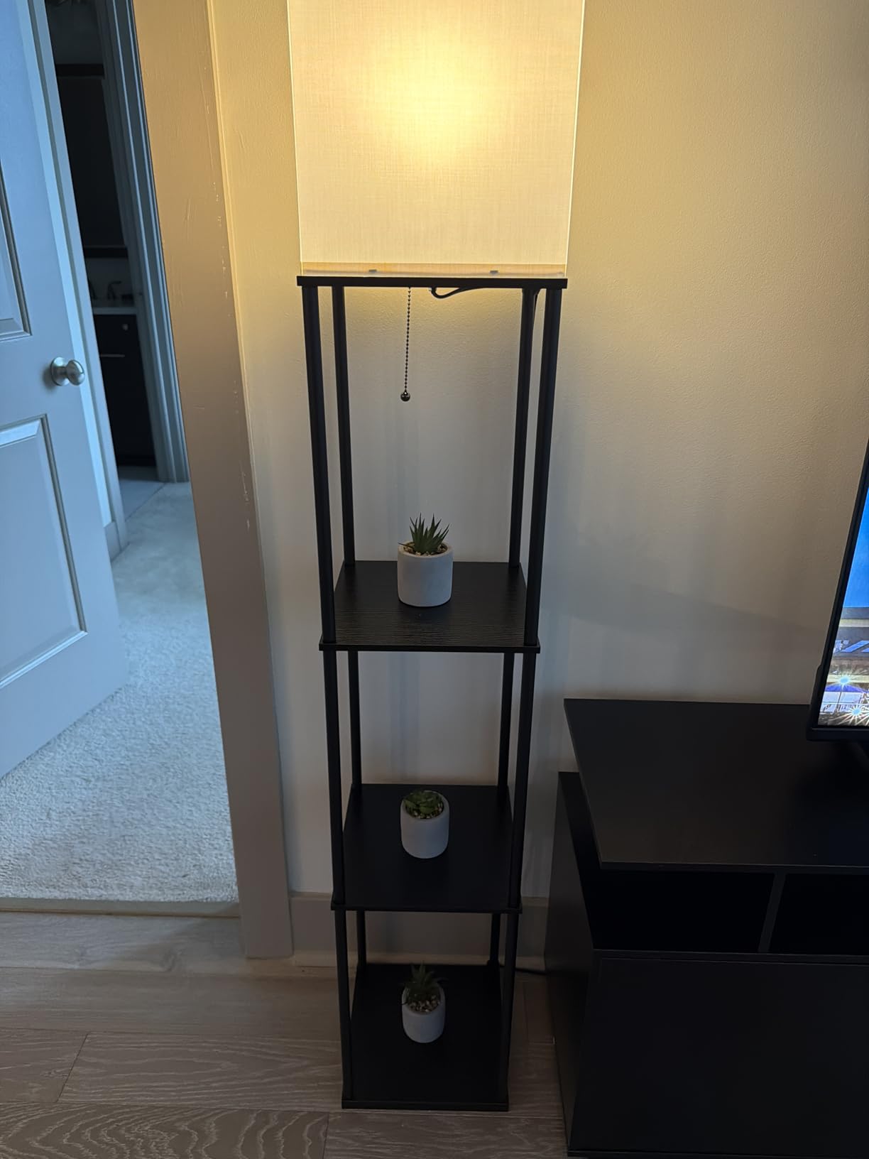 SUNMORY Floor Lamp with Shelves, Standing Lamps for Living Room, Black customer photo 1