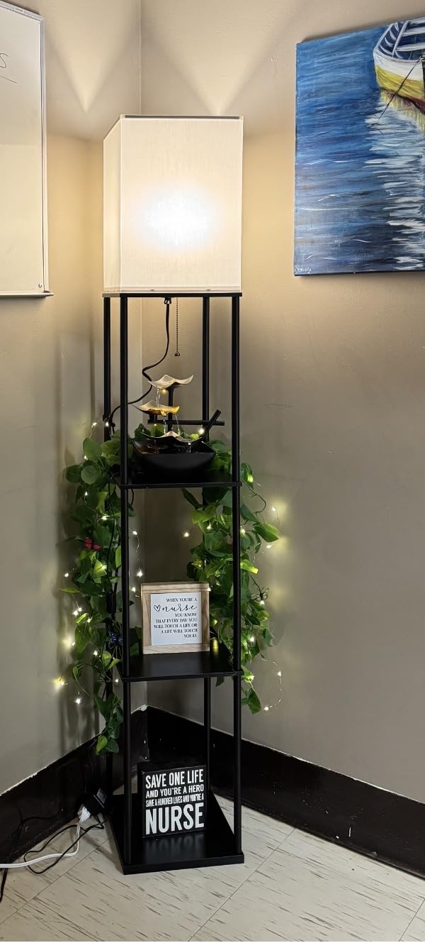 SUNMORY Floor Lamp with Shelves, Standing Lamps for Living Room, Black customer photo 2