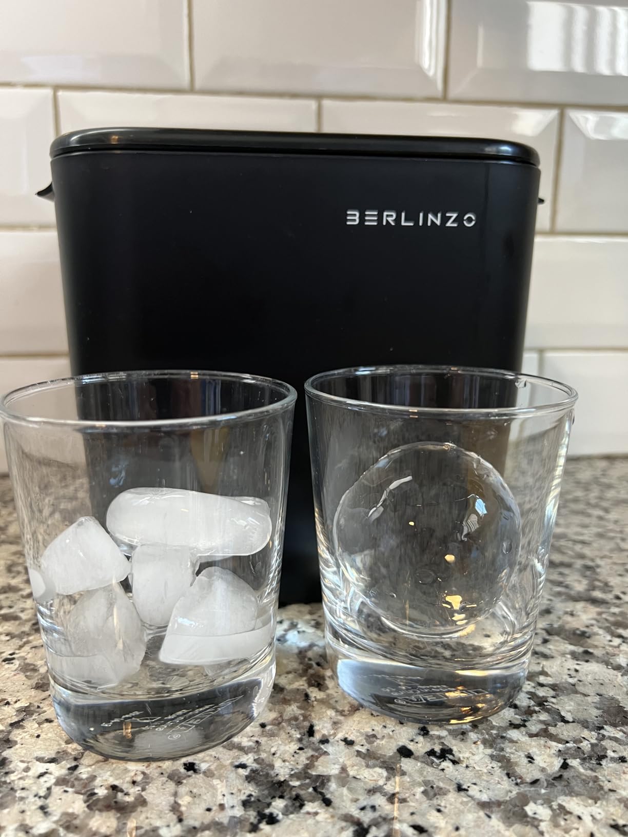 Berlinzo Ice Ball Maker Mold - 4 Clear 2.4in Whiskey Spheres, Non-Electric | Silicone, BPA-free, bourbon and cocktails, slow-melt, easy release, 4-count, XL bag included customer photo 1