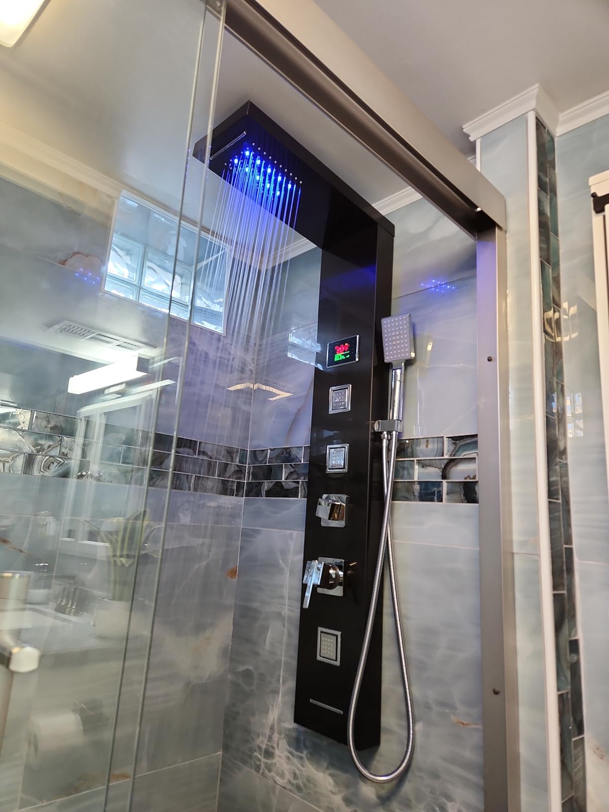 ROVOGO Shower Panel Tower With Led Lights & Digital Display, Water Powered customer photo 1