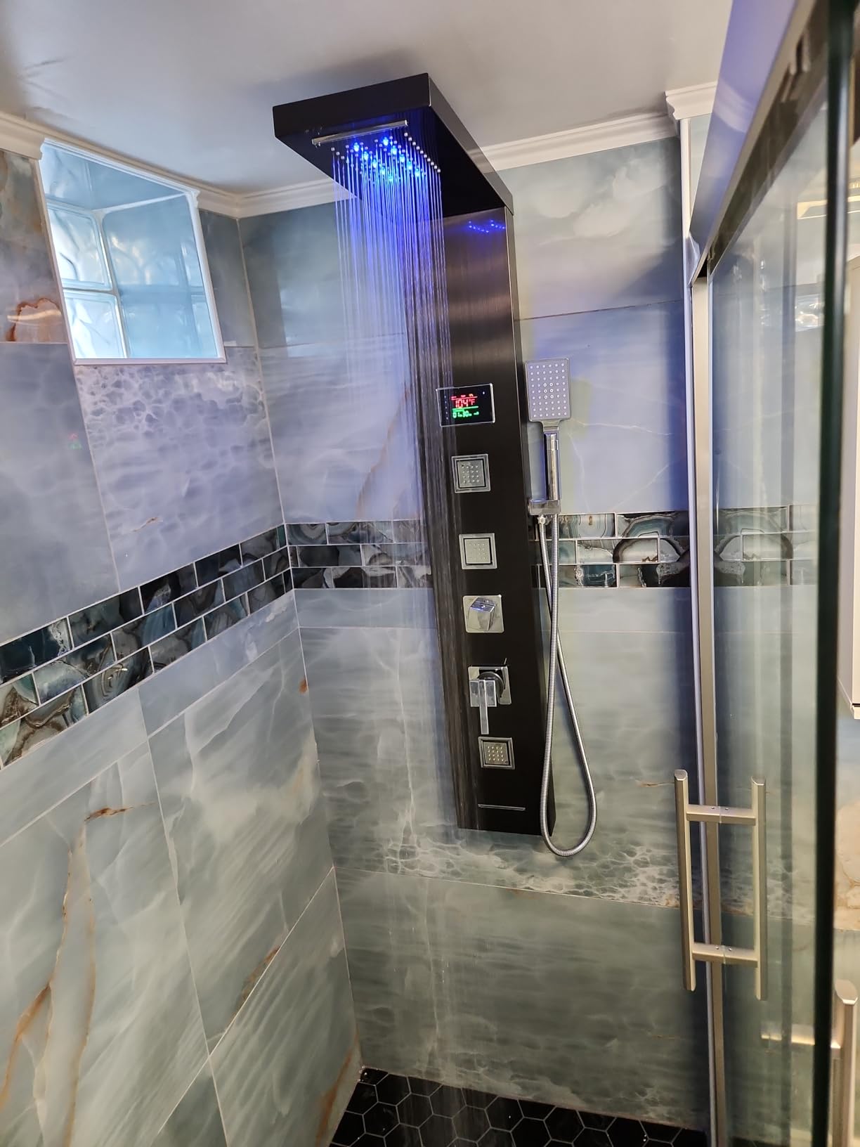 ROVOGO Shower Panel Tower With Led Lights & Digital Display, Water Powered customer photo 2