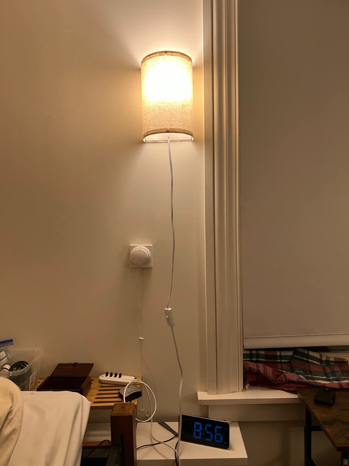 AVV Wall Sconces Set of Two, Wall Lamp Plug in with On/Off Switch, 2700K 4000K 5000K Selectable, Wall Lights for Bedroom, Living Room, Wall Decor for Bedroom, Fabric Linen Lamp Shades customer photo 2