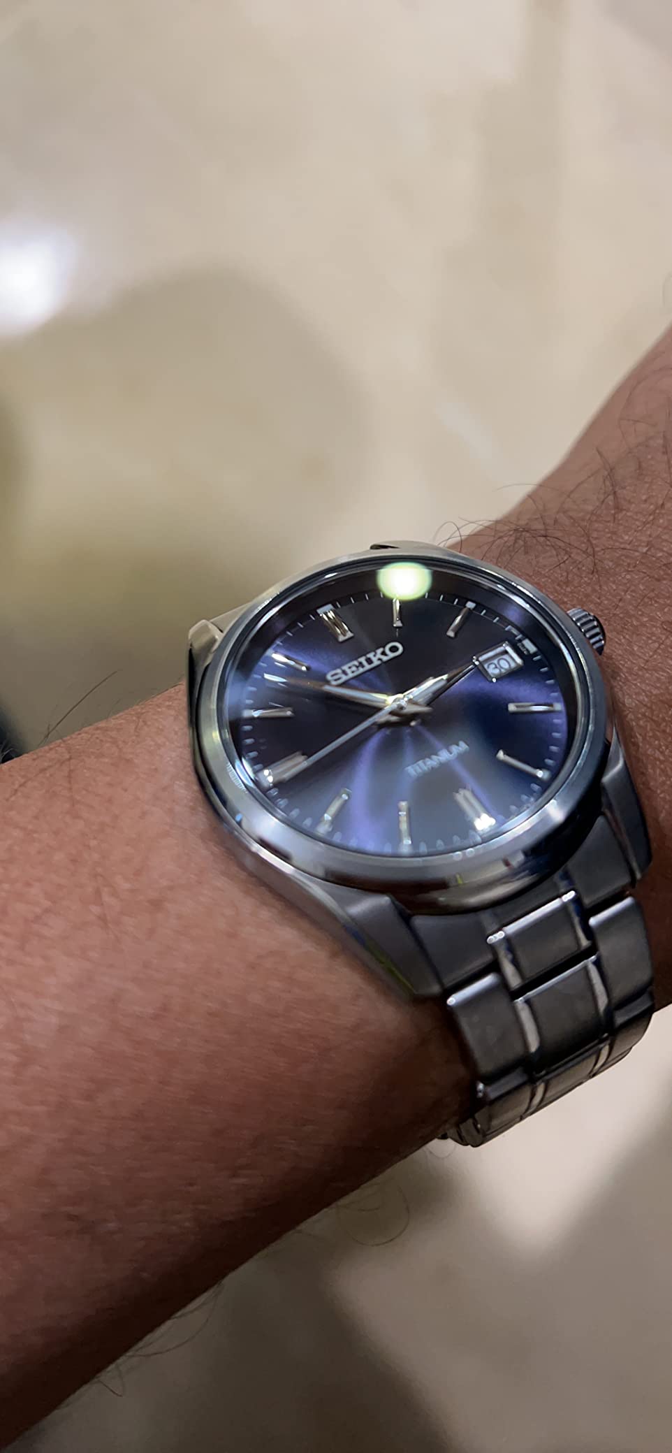 Seiko SUR373 Watch for Men - Essentials - Blue Dial with Sunray Finish, Date Calendar, Titanium Case & Bracelet, Sapphire Crystal, and 100m Water Resistant customer photo 1