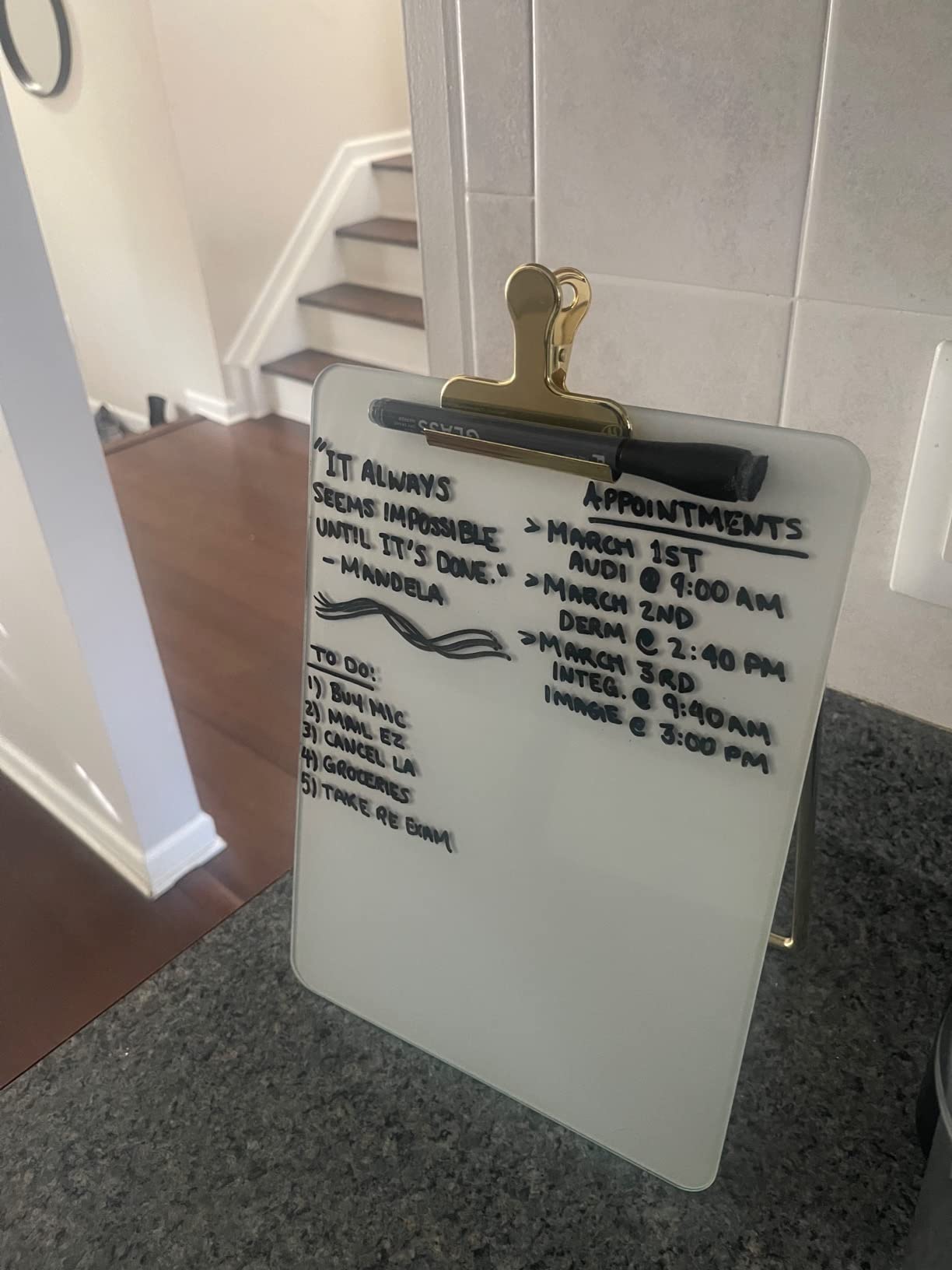 U Brands Desk Whiteboard Easel, Glass Dry Erase Board, Gold Wire Stand customer photo 1