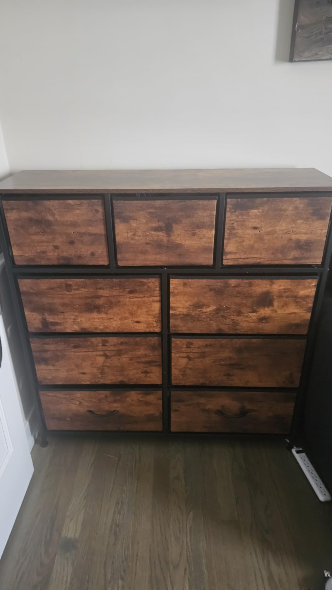 WLIVE Tall Dresser for Bedroom, 9 Drawer Chest of Drawers, Rustic Brown | 9 roomy fabric drawers, Tall storage design, Bedroom or closet use, Sturdy steel frame, Smooth wood tabletop customer photo 1