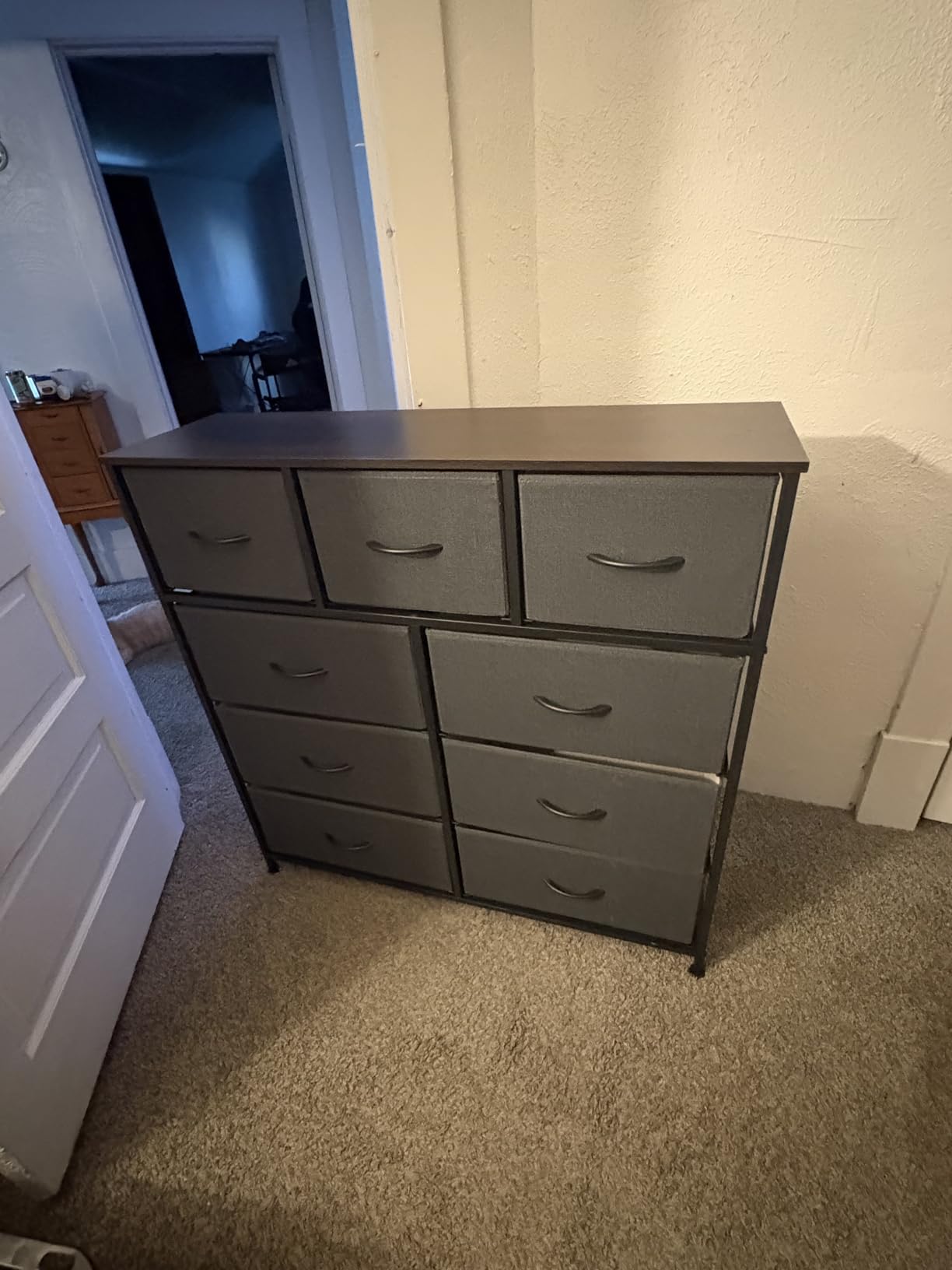 WLIVE Tall Dresser for Bedroom, 9 Drawer Chest of Drawers, Rustic Brown | 9 roomy fabric drawers, Tall storage design, Bedroom or closet use, Sturdy steel frame, Smooth wood tabletop customer photo 2