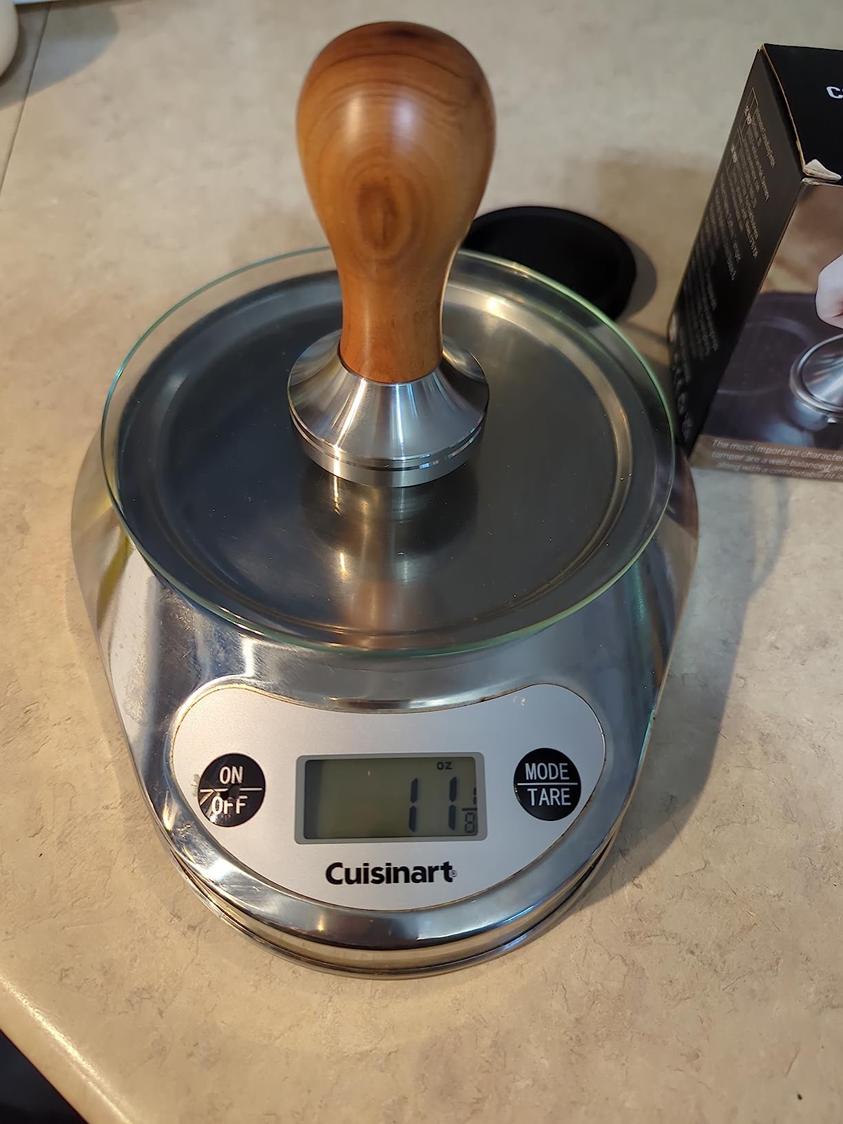 Coffee Tamper Espresso Press with Tamper Mat 304 Stainless Steel Flat Base Wooden Handle for Coffee Grounds Barista Espresso Machines Accessory (51MM) customer photo 2