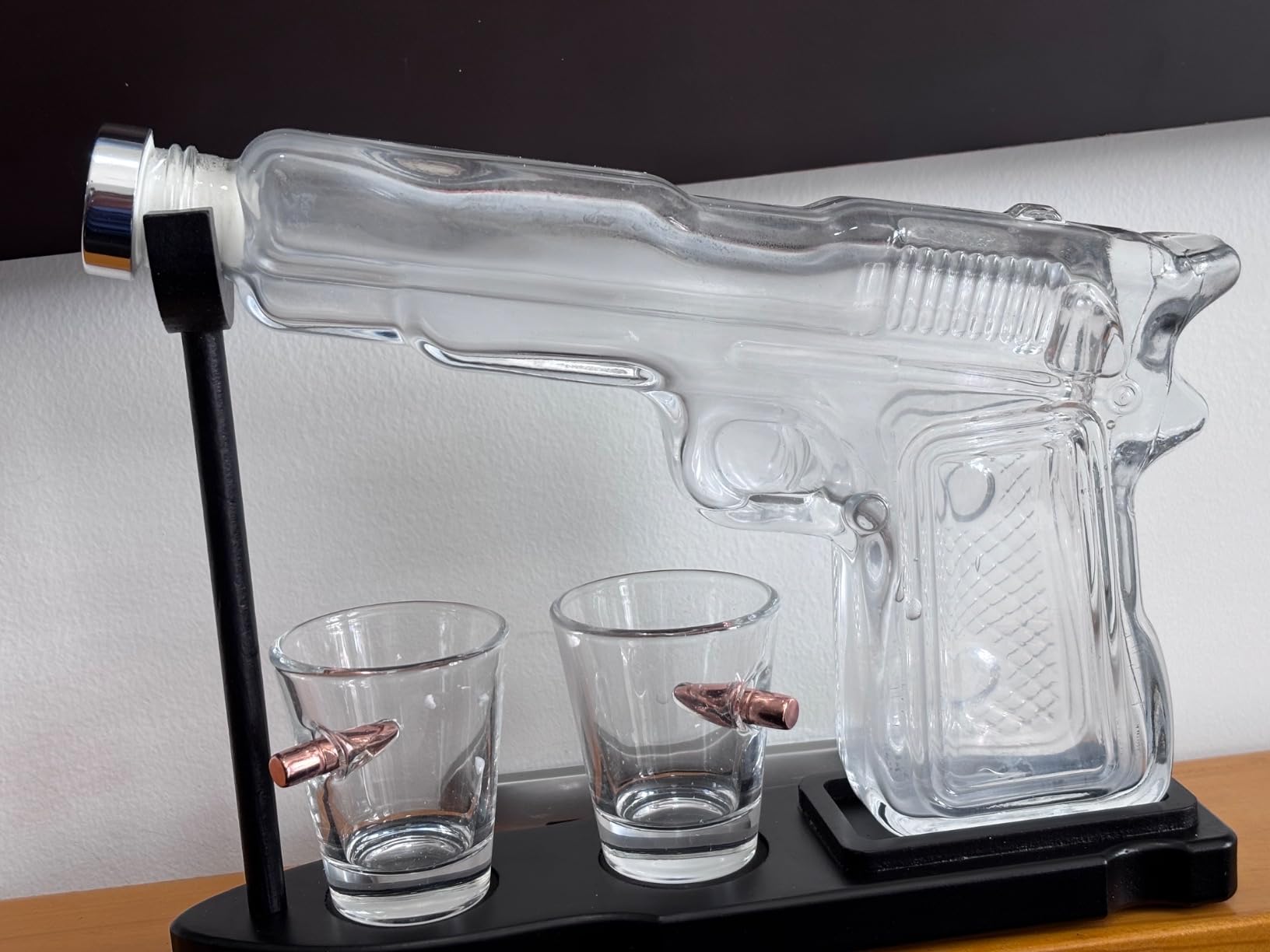 Whiskey Gun Decanter Set + 2 Bullet Glasses - Birthday Pistol Gifts for Men, Boyfriends Who Have Everything, Whiskey Gifts for Dad, Father, Husband, Boyfriend & Military Enthusiasts, Liquor Dispenser | Pistol Whiskey Decanter, Includes 2 Bullet Glasses , Unique Bar Display, Collectible for Whiskey, Bourbon & Scotch Lover customer photo 2
