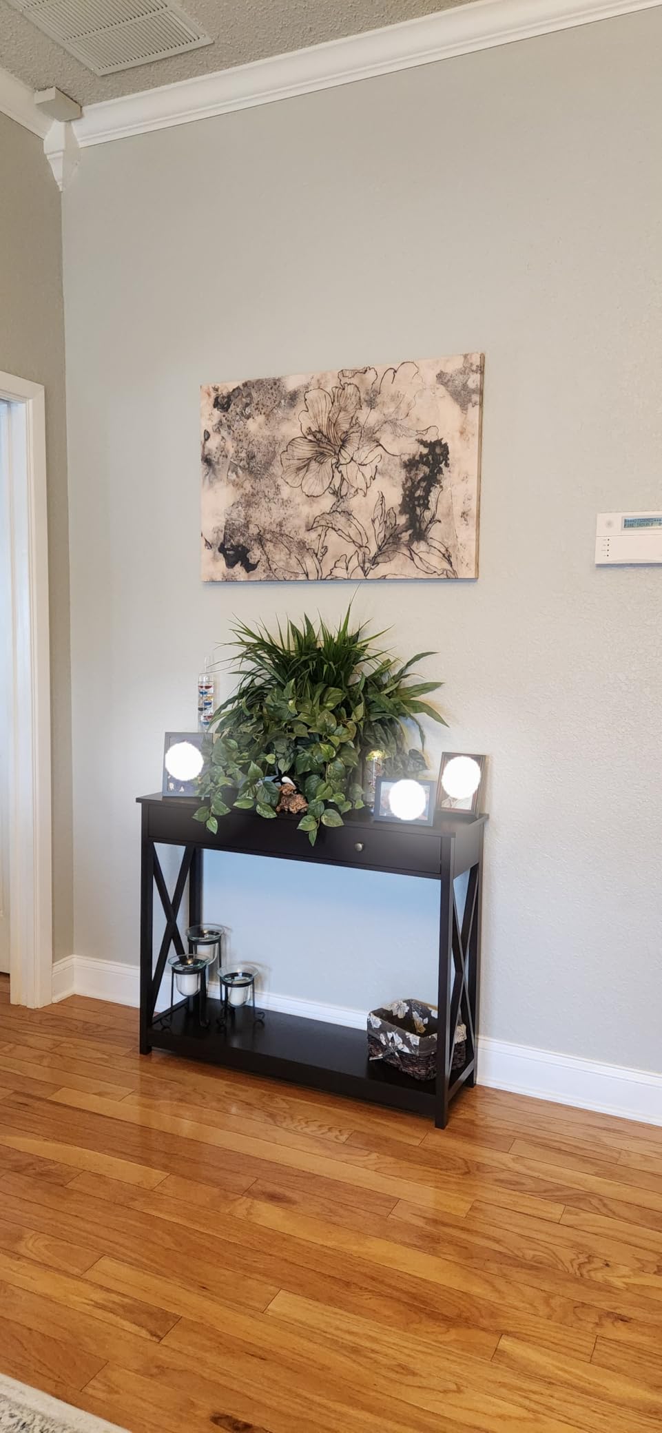 Treocho Black Console Table with Drawer and Storage Shelves, Foyer Sofa Table Narrow for Entryway, Living Room, Hallway customer photo 1