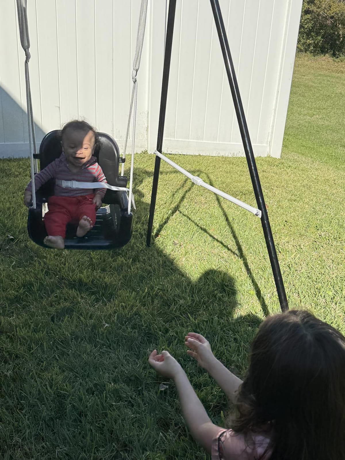 FUNLIO Toddler Swing with Foldable Metal Stand for Toddlers Aged 1~10 Years, 3-in-1 Baby Swing Set with 4 Sandbags for Backyard/Indoor/Outdoor Play, Easy to Assemble & Store customer photo 2