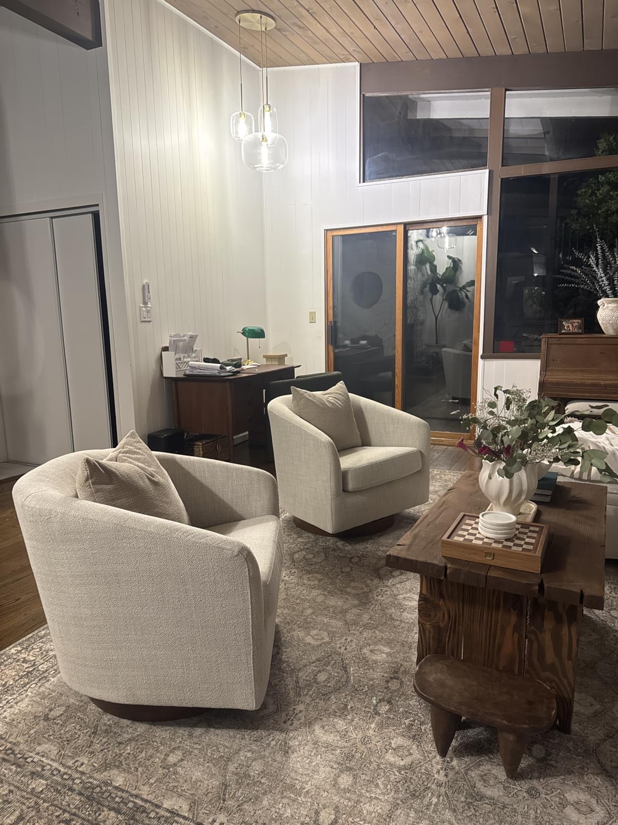 CHITA Swivel Accent Chair, FSC Certified Wood Frame, Fully Assembled, Ivory customer photo 1