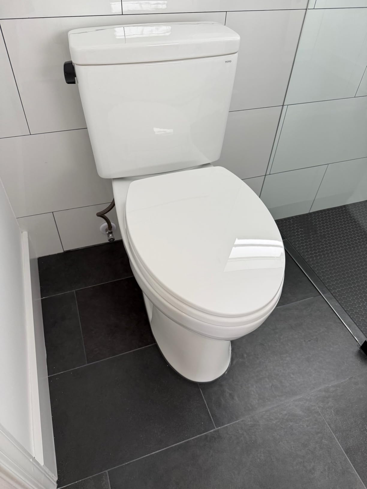 TOTO Drake Two-Piece Elongated 1.6 GPF Universal Height TORNADO FLUSH Toilet with CEFIONTECT, Cotton White - CST776CSFG#01 customer photo 1