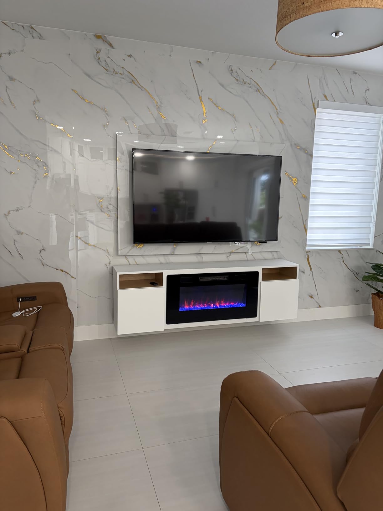 Electactic 60 Inch Electric Fireplace Insert Ultra-Thin - Recessed & Wall-Mounted Fireplace Heater with Thermostat, Adjustable Flame, Remote Control - Linear with Timer, Touch Screen, 750/1500W customer photo 1