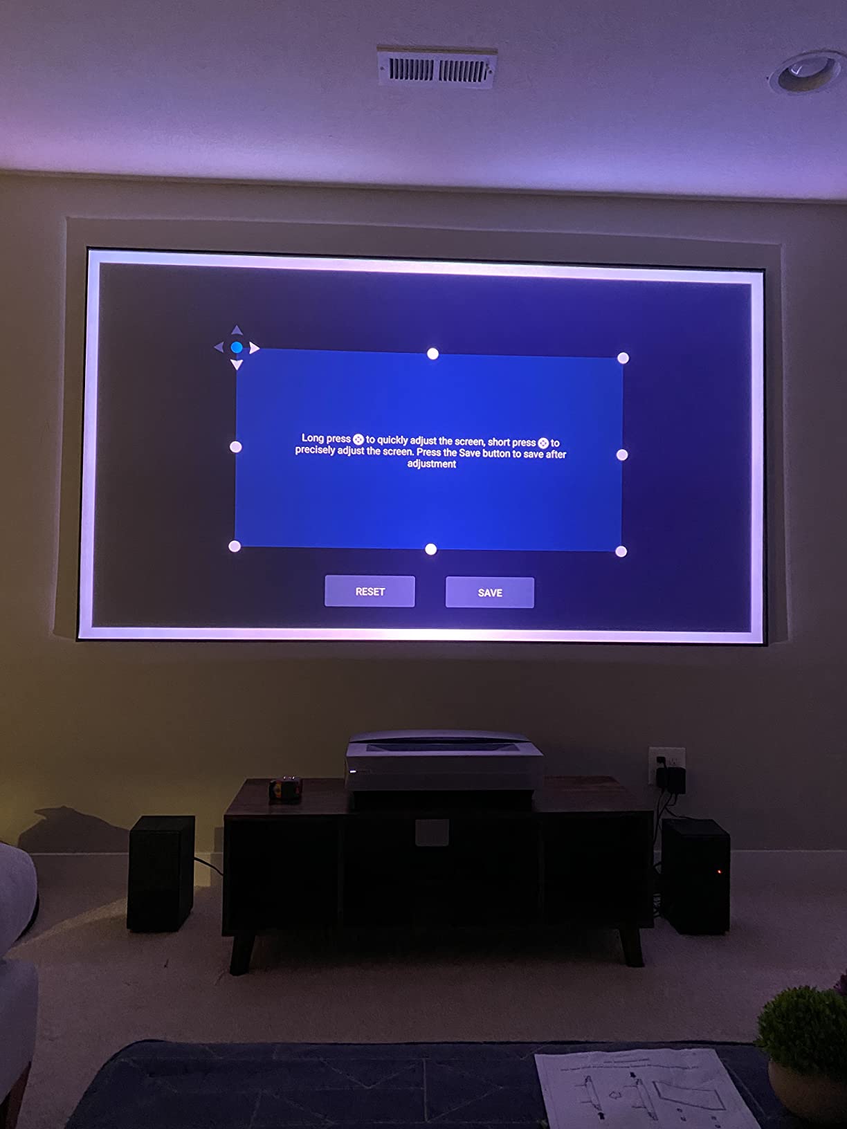 Akia Screens ALR Projector Screen 103 Inch 16:9 - 4K/8K Ceiling Light Rejecting (CLR2) - 0.9 Gain - Short Throw & UST Compatible - Edge Free Fixed Frame - Indoor Home Theater Screen AK-NB103H-CLR2 customer photo 2