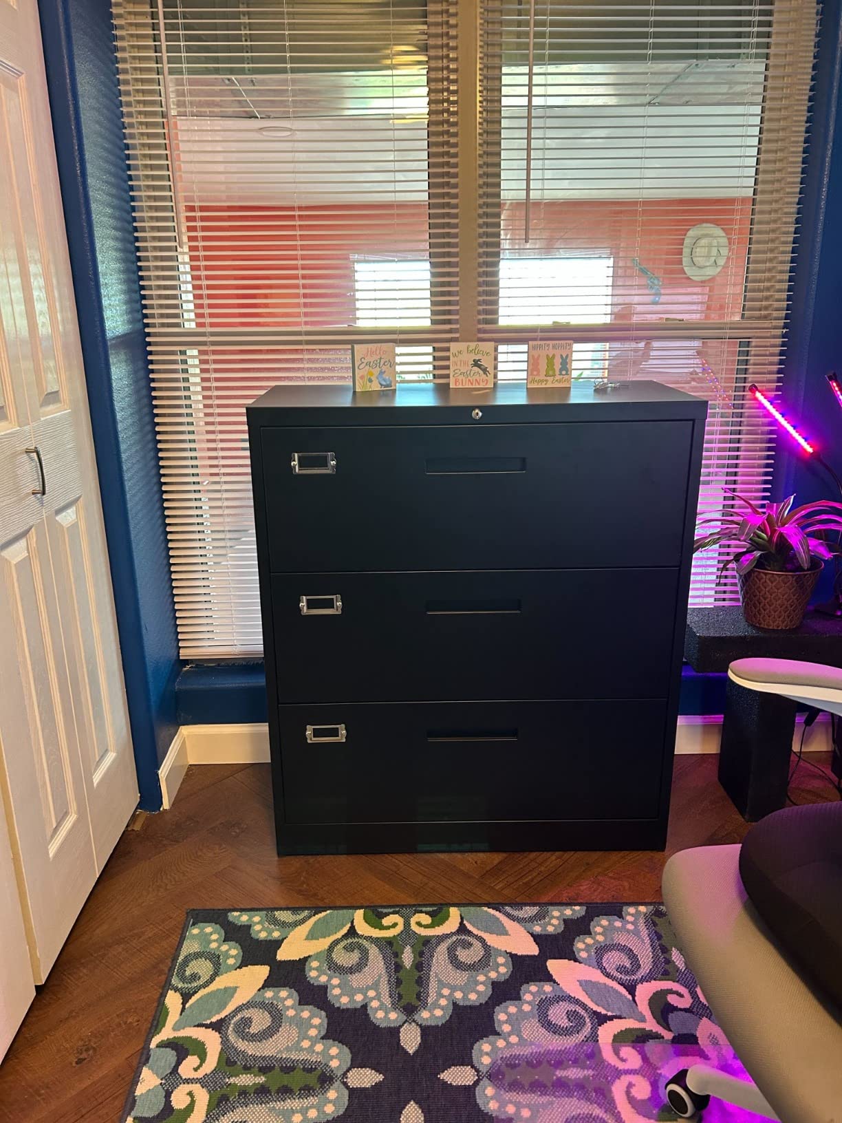 BYNSOE 4 Drawer Filing Cabinet with Lock Metal Lateral File Cabinet Office Home Steel Lateral File Cabinet for A4 Legal/Letter Size Wide Metal Cabinet Locked,Assembly Required (4 Drawer, Black) customer photo 2