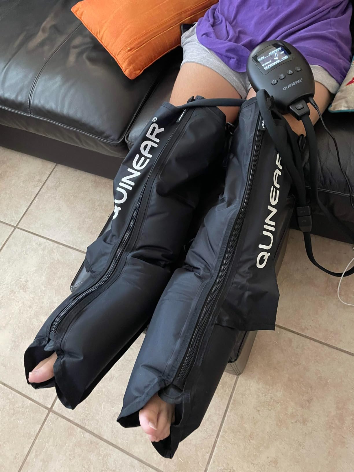 QUINEAR Leg Recovery System for Athletes, Air Compression Recovery Boots Massager for Circulation and Pain Relief - 9 Intensities 60-140 mmHg - FSA-HSA Eligible customer photo 2
