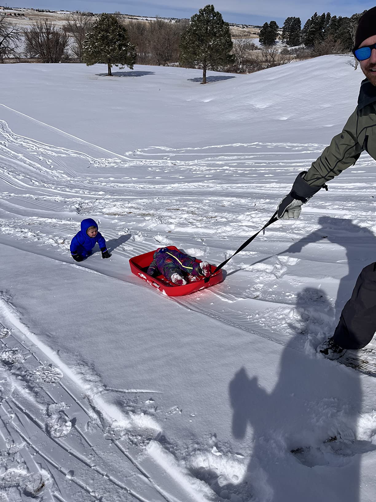 GoSports 2 Person Premium Snow Sled - Choose Red or Blue - Double Walled Construction, Pull Strap and Padded Seat customer photo 1