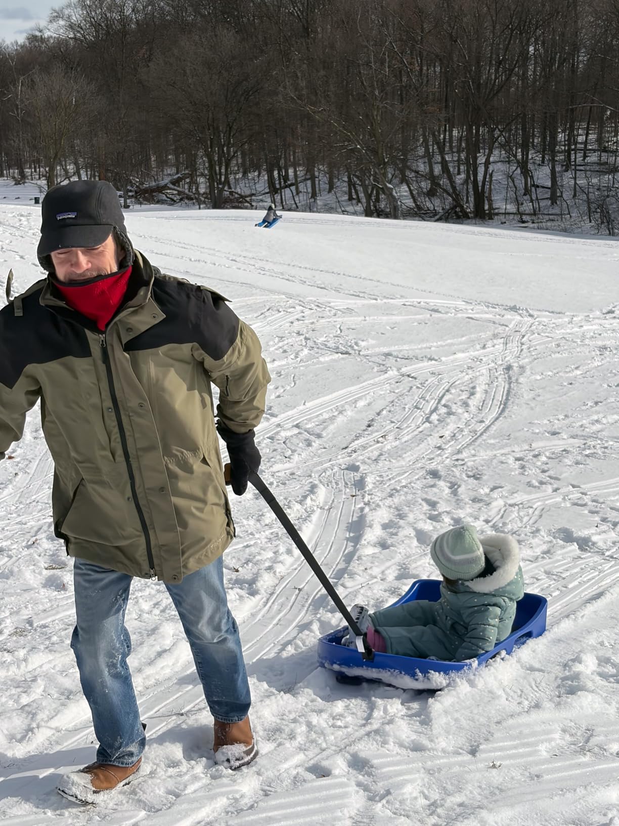GoSports 2 Person Premium Snow Sled - Choose Red or Blue - Double Walled Construction, Pull Strap and Padded Seat customer photo 2