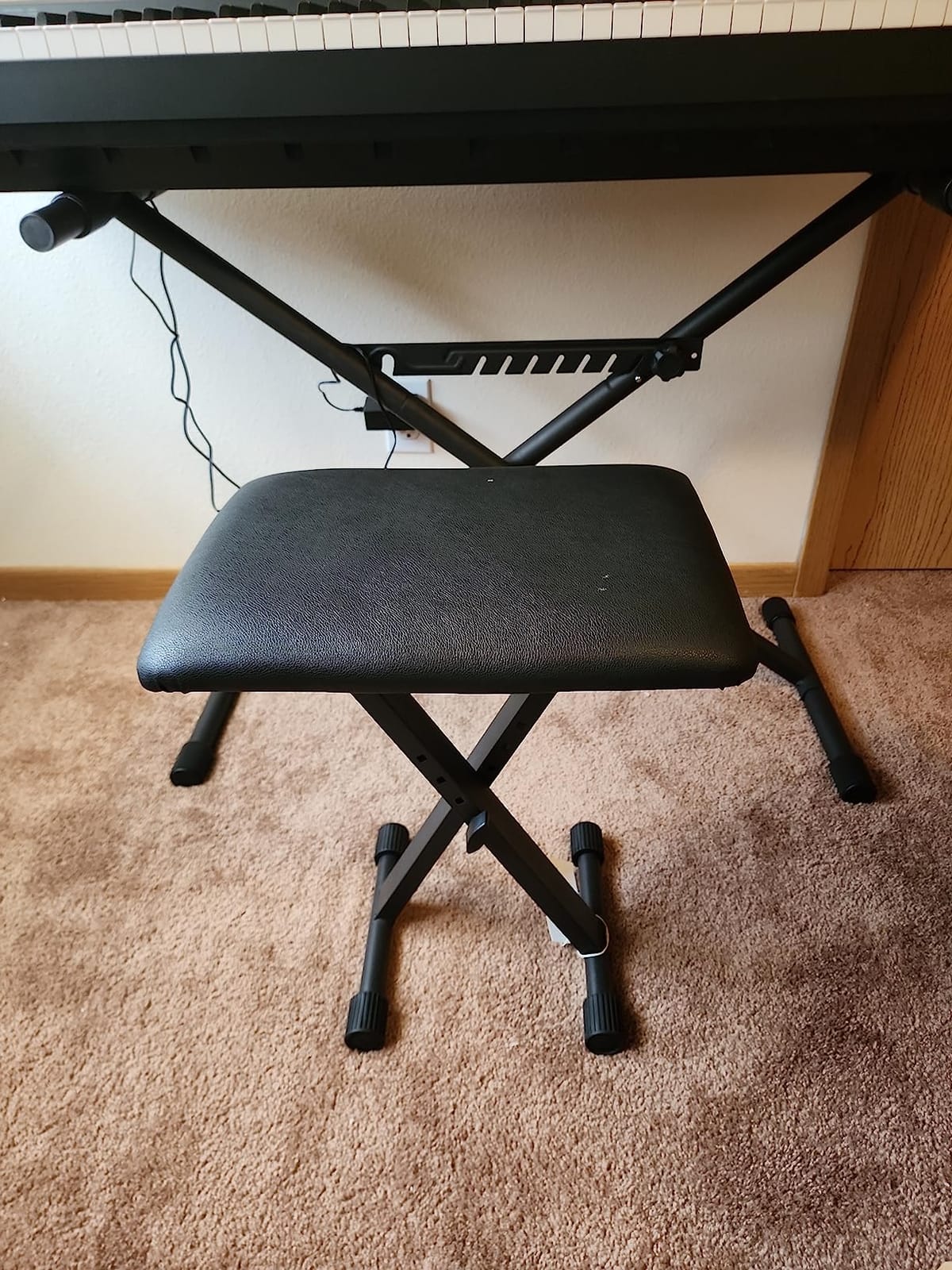 AODSK Keyboard Bench X-Style Cushion Padded,Piano Bench Adjustable Collapsible Stool Chair Seat,Flame Retardant Cotton,Non-Skid Design customer photo 2