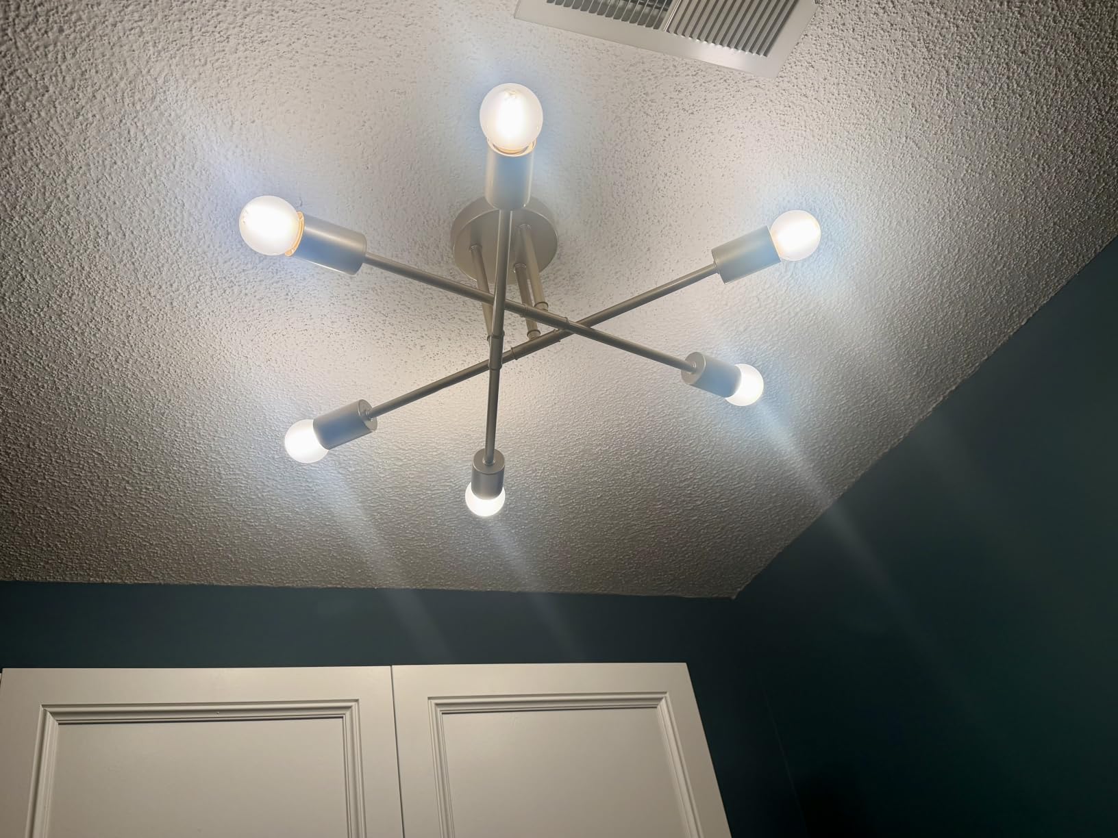 MEIXISUE Gold Modern Sputnik Chandelier Ceiling Light Fixtures,6-Lights Industrial Metal Semi Flush Mount Ceiling Light for Bedroom Dining Room Living Room Kitchen Hallway UL Listed customer photo 1