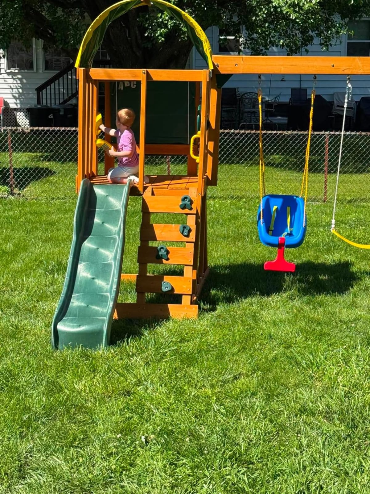 RedSwing Playground Accessories for Kids, Outdoor Swingset Attachments with Pirate Ship Wheel, Toy Telescope, Telephone and Safety Handles (Yellow and Green) customer photo 2