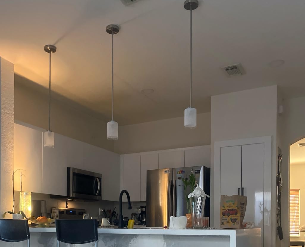 AKEZON Pendant Lights Kitchen Island 2 Pack, Brushed Nickel, Adjust Height customer photo 1