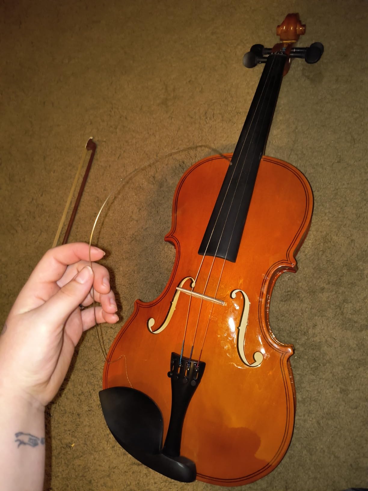 16 Inches Acoustic Viola with Case Bow Rosin, Musical Instrument Viola Set for Adults,Beginners Students (Brown) customer photo 1