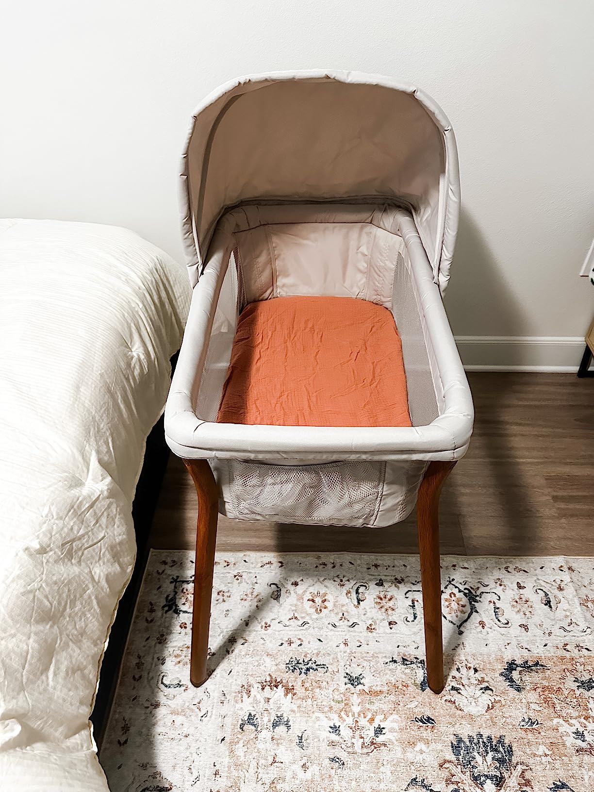 Chicco LullaGo Anywhere LE Portable Bassinet with Canopy and Carry Bag | Baby bassinet for bedside or travel use, GREENGUARD Gold, waterproof mattress, mesh sides, 13 lbs, Serene/Beige customer photo 1