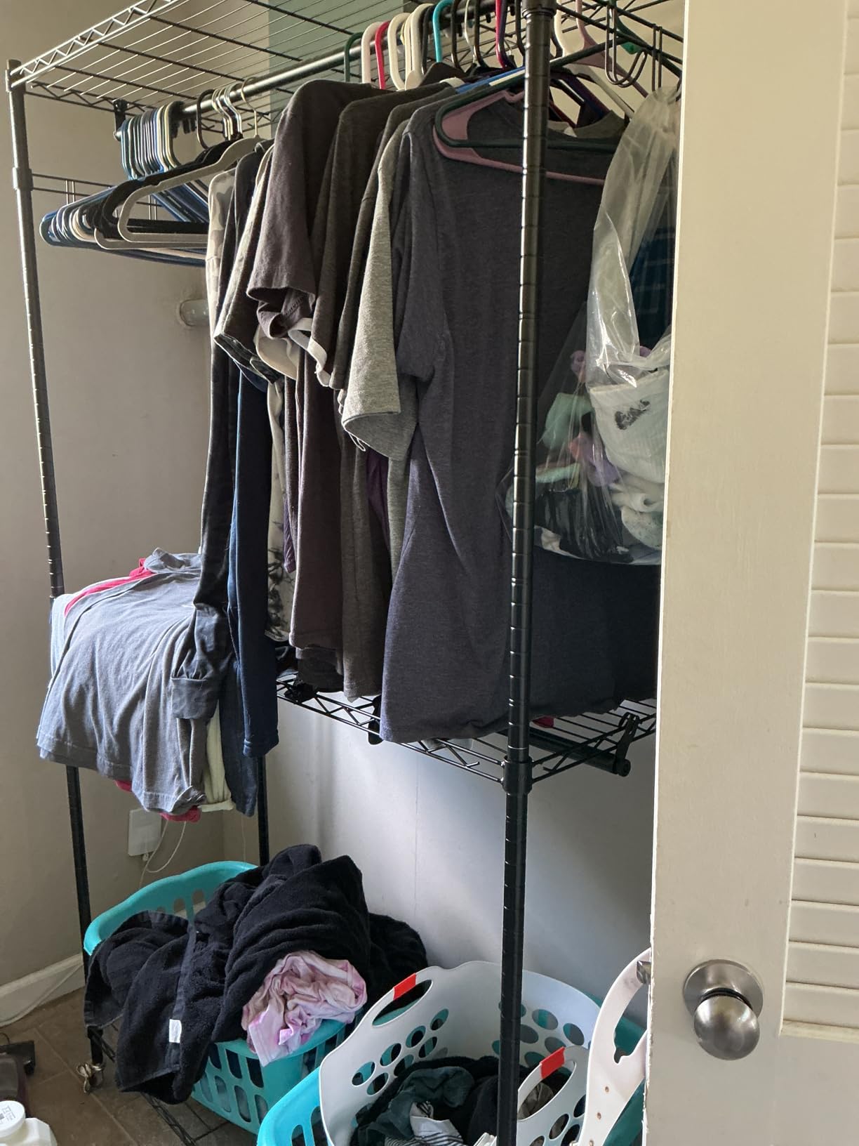 VIPEK R2 Plus Clothes Rack Heavy Duty Rolling Closet for Hanging Clothes | Lockable Silent Wheels, Double Hanging Rods, Adjustable Wire Shelving, Metal Side Hooks, Load 650lbs, for Bedroom/Home, Black customer photo 2