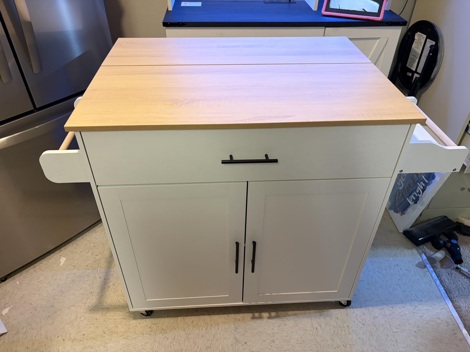 IRONCK Kitchen Island Table on Wheels with Drop Leaf, 47.25