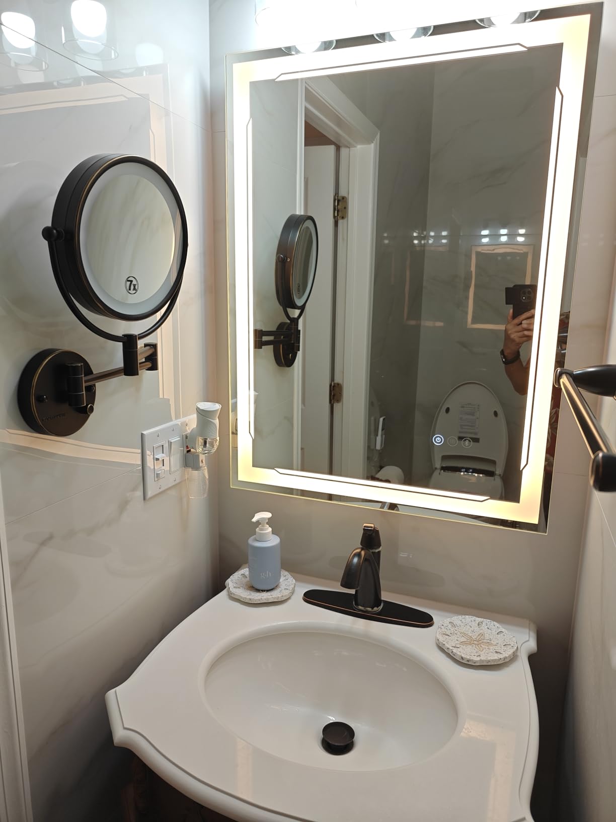 24x32 in LED Bathroom Vanity Makeup Mirror with Lights & Bluetooth Speaker customer photo 1