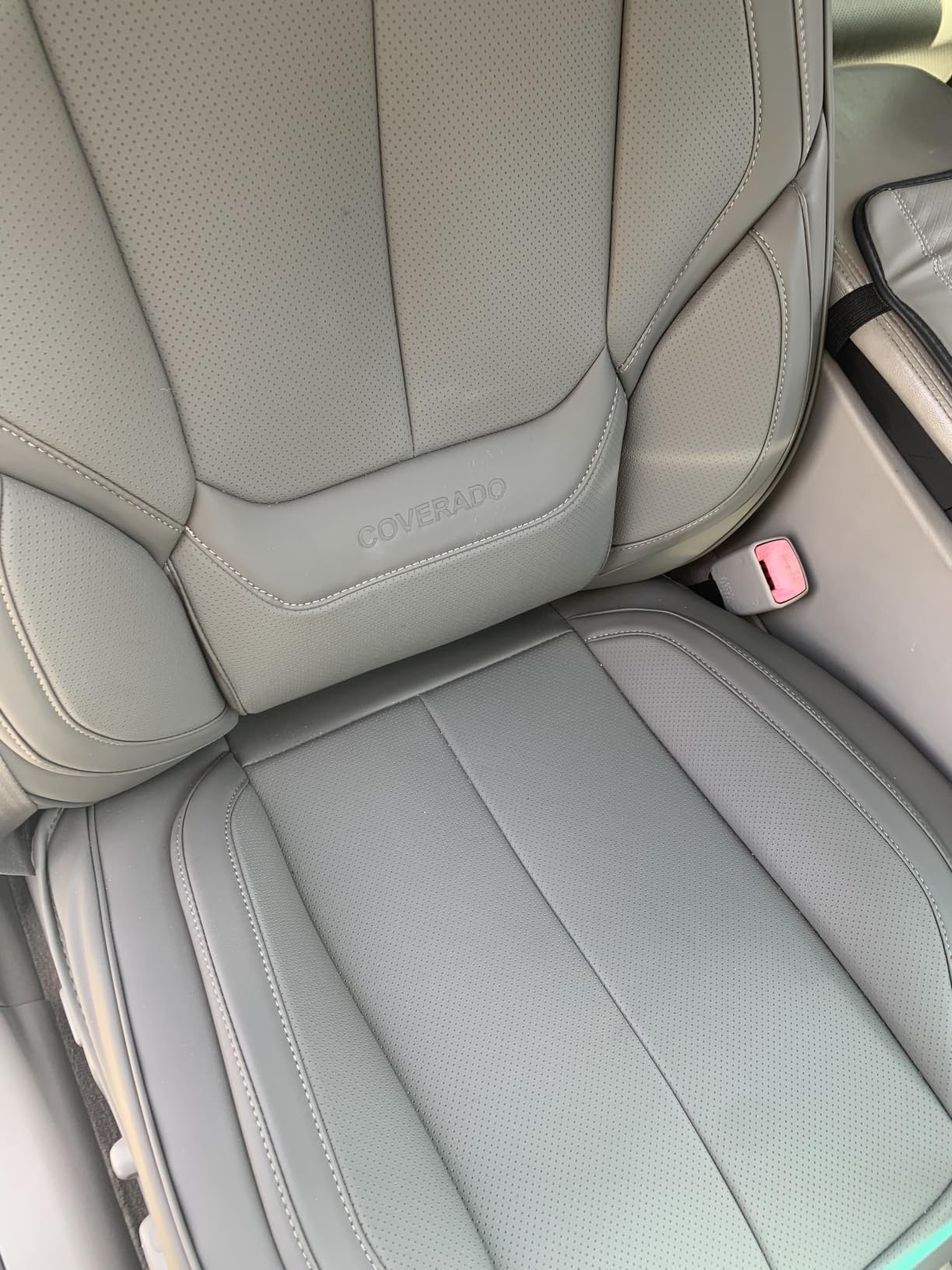 Coverado Car Seat Covers 5 Pieces, Full Set Universal Seat Covers for Cars, Waterproof Nappa Leather Auto Seat Protectors with Head Pillow, Car Interiors Fit for Most Sedans SUV Pick-up Truck, Black customer photo 2