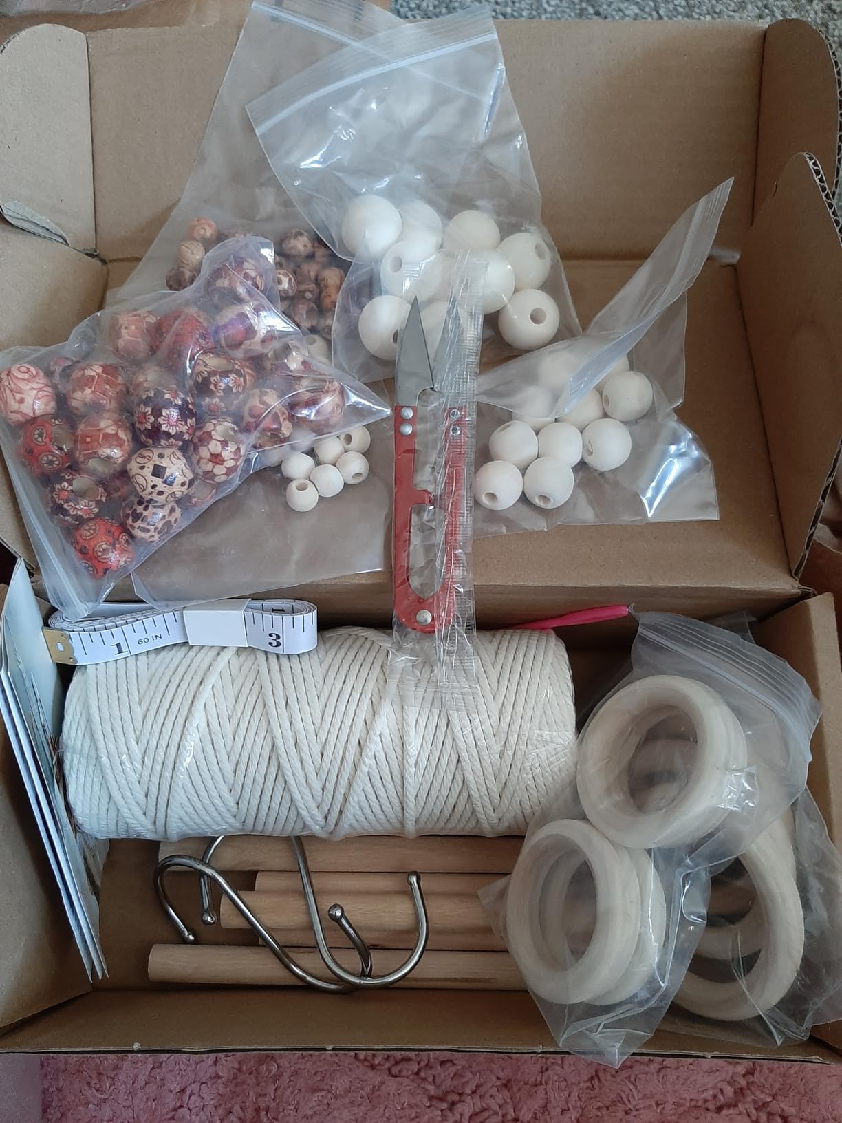 Hdviai 121Pcs Macrame Kit, Macrame Supplies 3mm x 109Yards Macrame Cord for Macrame Kits for Adults Beginners, with Accessories Like 100Pcs Beads and 10Pcs Wooden Rings for Macrame Plant Hanger Kit customer photo 2