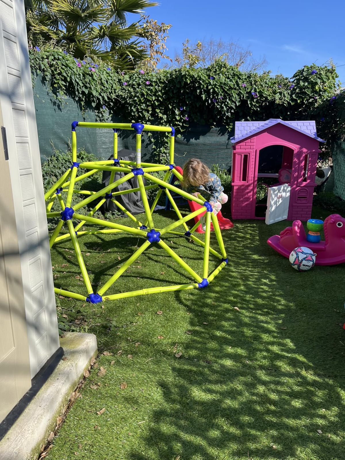 Eezy Peezy Mega Pyramid Monkey Bars Climbing Tower Active Outdoor Fun for Kids Ages 3 to 8 Years Old, Blue/Green customer photo 1