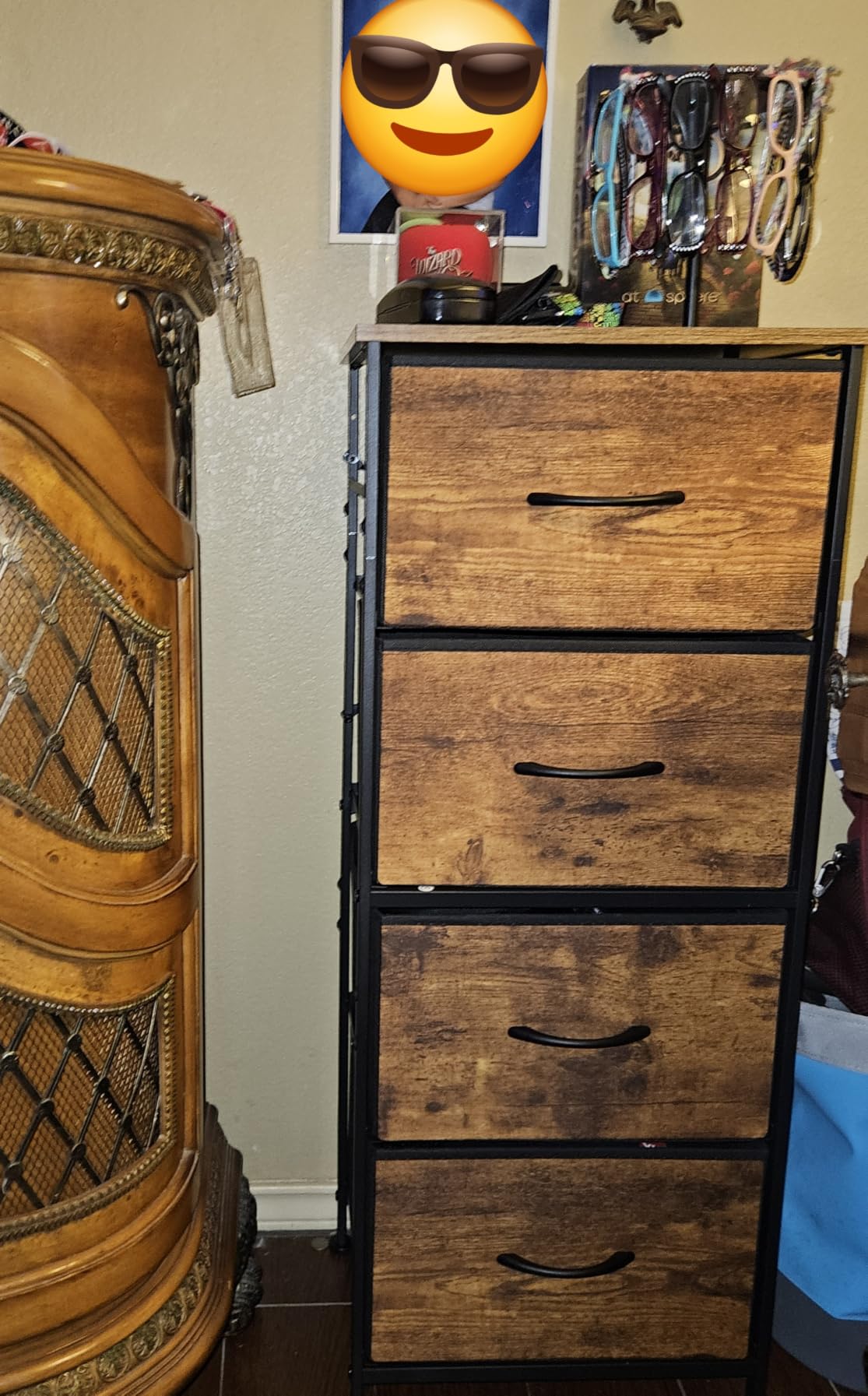 WLIVE Small Dresser Nightstand for Bedroom, 4 Drawers, Rustic Brown customer photo 2