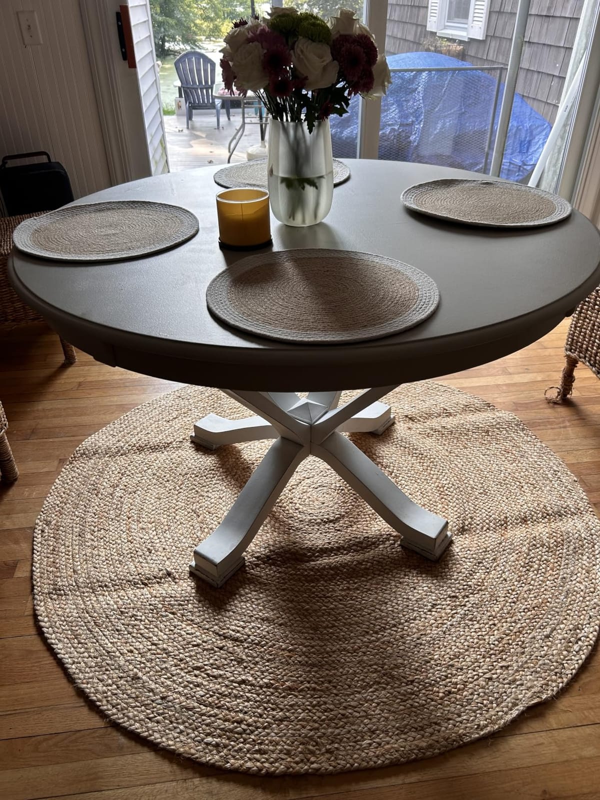 Jute Rug 10' x 14' Rectangular Area Rug Hand Woven Jute Beige Braided Boho Rug For Living Room Outdoor Bedroom Kitchen Entryway Farmhouse Hallway, Rustic Vintage Natural Reversible Floor Rugs: Natural customer photo 2