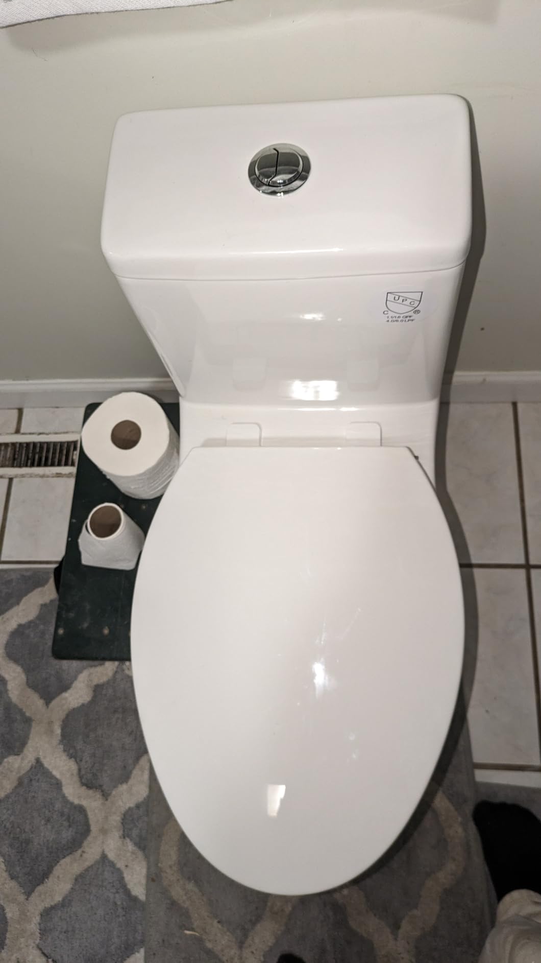 DeerValley Symmetry One Piece Toilet, Dual Flush 1.1/1.6 GPF Elongated Standard Toilet for Bathroom, Toilets with Comfortable Seat Height (Seat Included) (White) customer photo 2