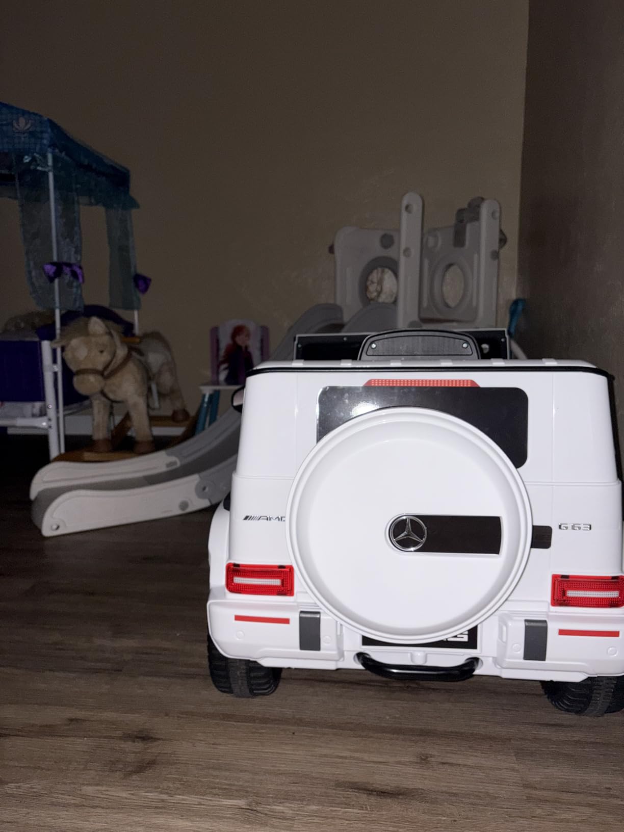 ANPABO 12V 7AH Licensed Mercedes-Benz G63 Electric Car for Kids, White | Parent remote control ride on car for toddlers with 3-speed, LED headlights, music & horn, soft start and low battery prompt customer photo 1