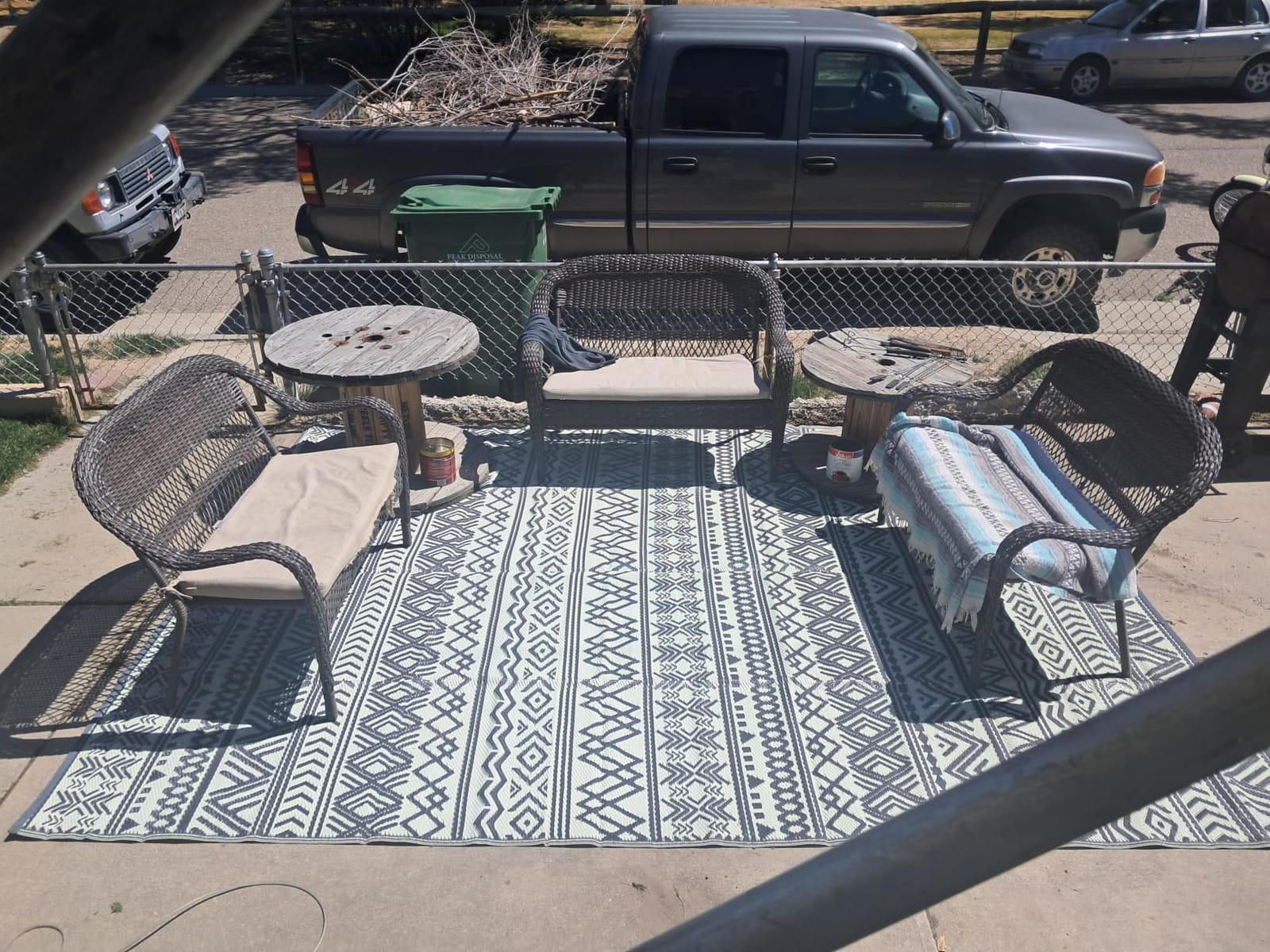 MontVoo Outdoor Rug Carpet Waterproof 5x8 Outdoor Patio Rug Mat Reverisble Plastic Straw Outdoor Rug for RV Camping Picnic Beach Balcony Boho Grey customer photo 1
