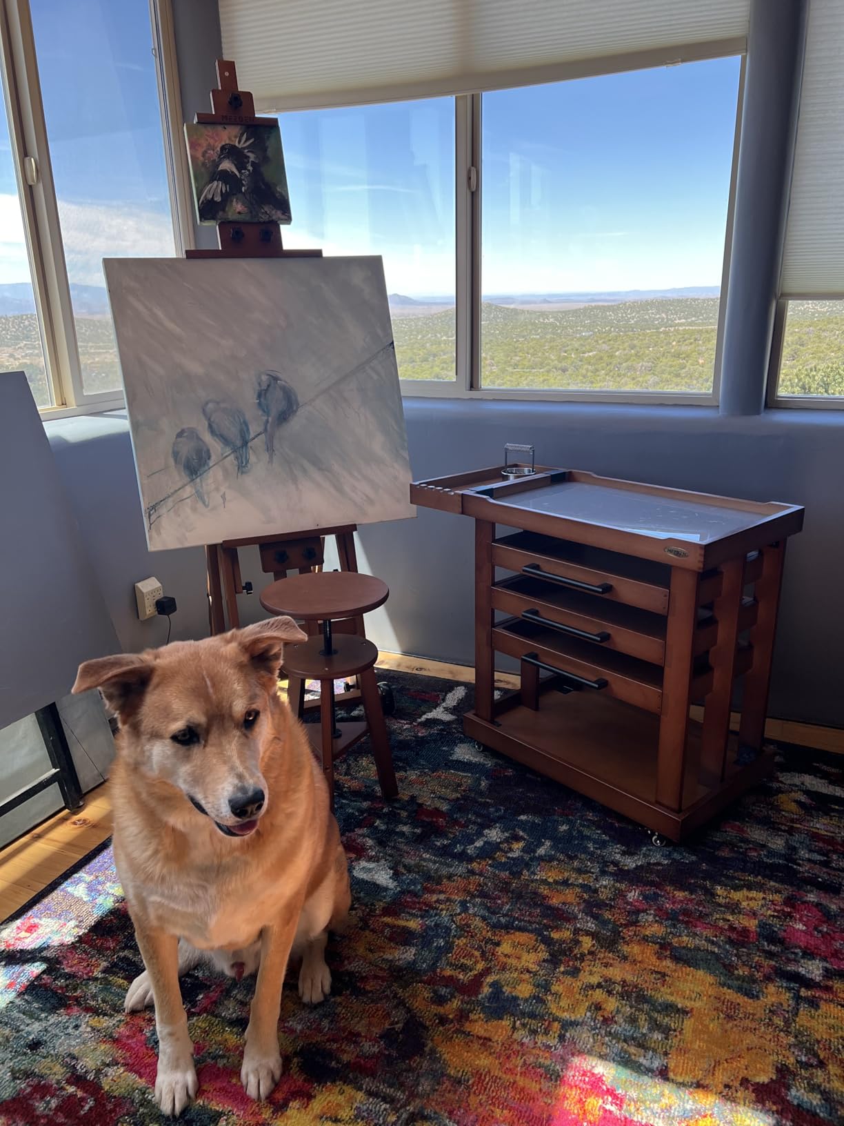 MEEDEN Studio H-Frame Easel -Adjustable Beech Wood Studio Art Easel, Painting Floor Easel Stand, Movable and Tilting Flat Available, Holds Canvas Art up to 77