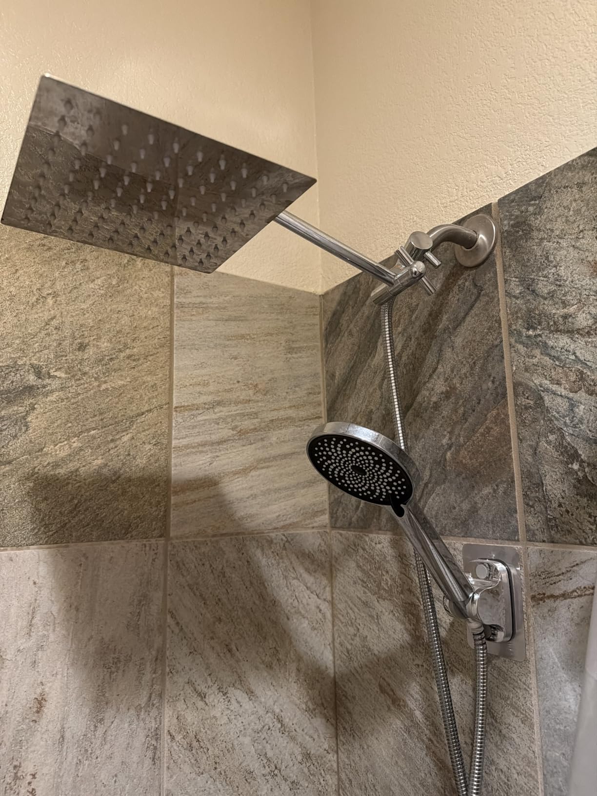 Shower Head,8”Rain Shower Head with Handheld Spray Combo with 11'' Angle Adjustable Extension Arm/Flow Regulator/Shower System,High Pressure Rainfall Shower Head Bathroom,Chrome customer photo 1