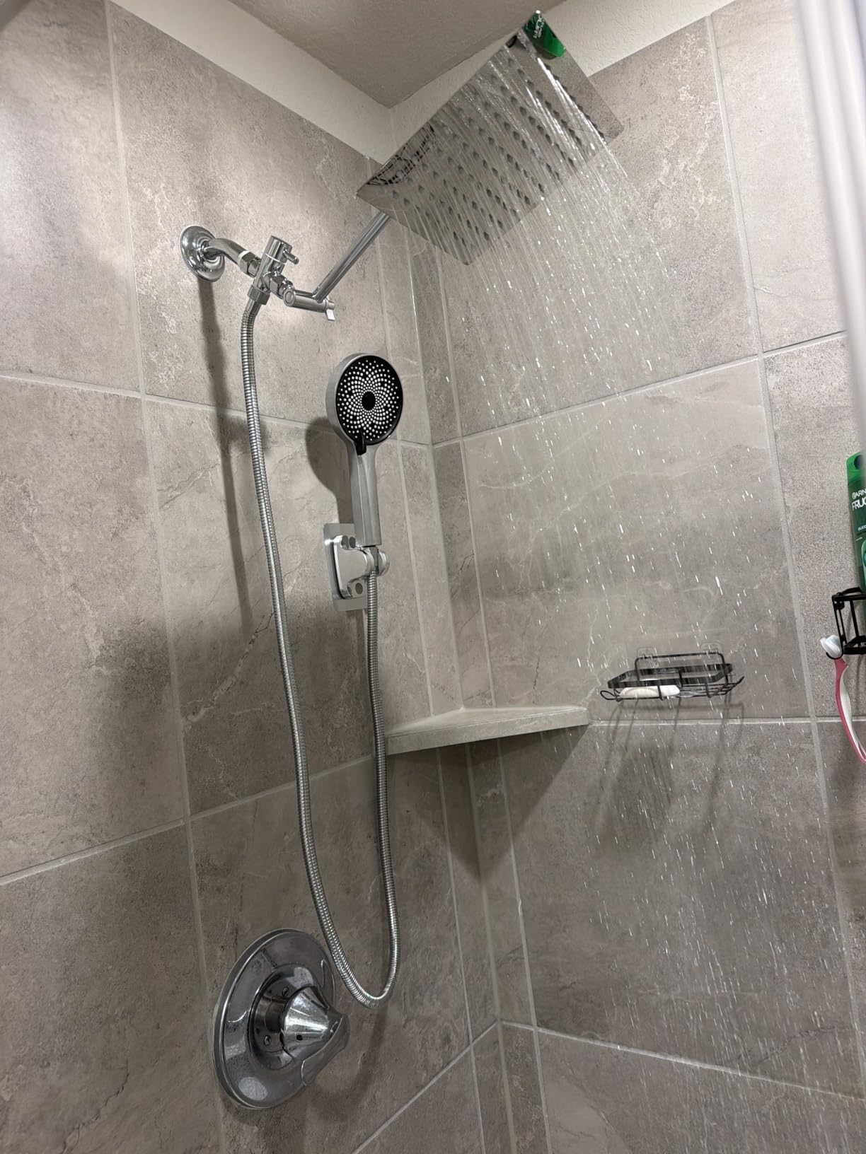 Shower Head,8”Rain Shower Head with Handheld Spray Combo with 11'' Angle Adjustable Extension Arm/Flow Regulator/Shower System,High Pressure Rainfall Shower Head Bathroom,Chrome customer photo 2