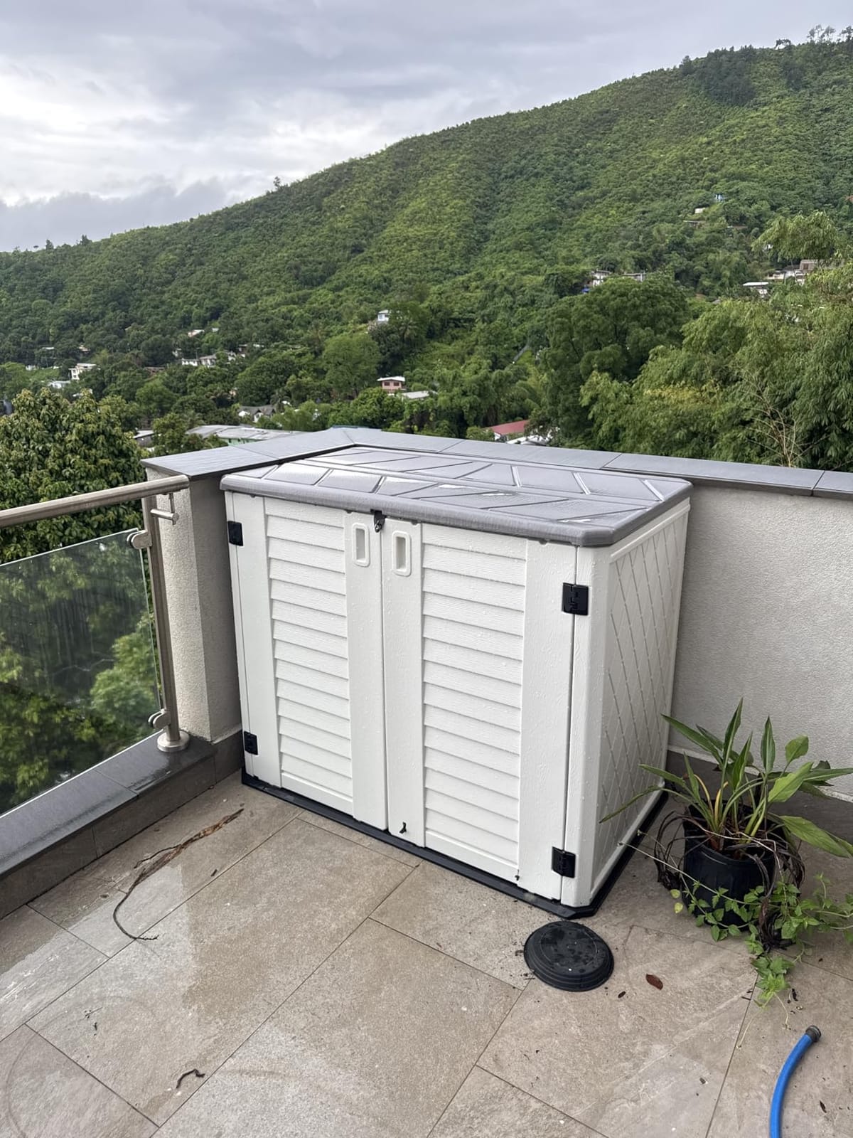 KINYING Larger Outdoor Storage Shed Weather Resistance, Horizontal Outdoor Storage Box Waterproof for Garden, Patios, Backyards, 48 Cu.ft Capacity for Garbage Cans, Lawn Mower, Garden Tools customer photo 1