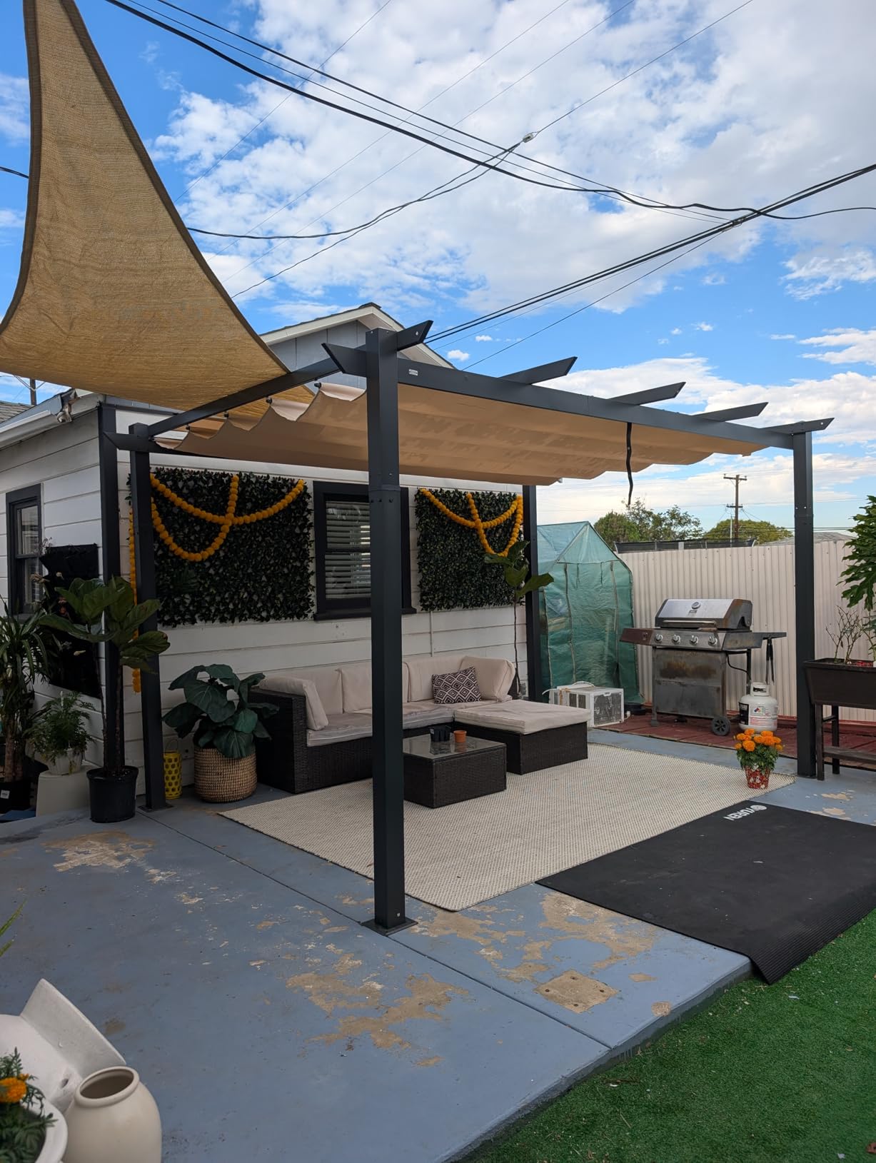 Domi 11’ X 16’ Outdoor Retractable Pergola with Weather-Resistant Canopy Aluminum Garden Pergola Patio Grill Gazebo for Courtyard customer photo 1