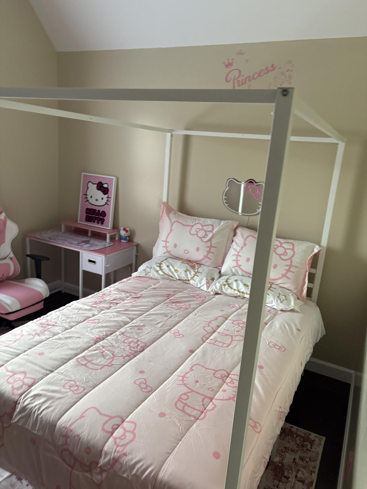 SHA CERLIN Queen Size Canopy Bed Frame with Heavy Duty Metal Slats, Black customer photo 1