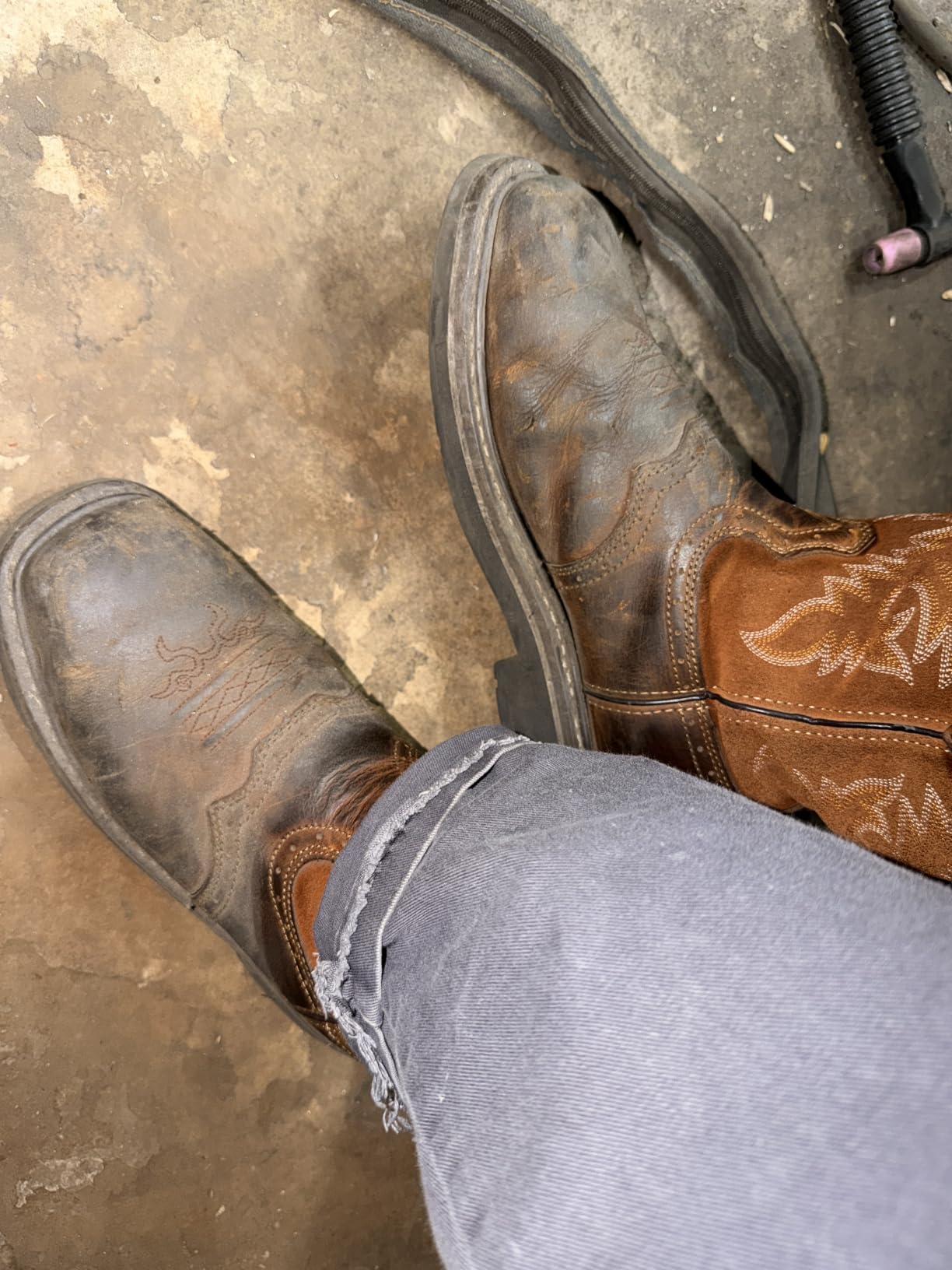 HISEA NINGO Steel Toe Work Boots for Men Square Toe Cowboy Boots Soft Toe customer photo 1