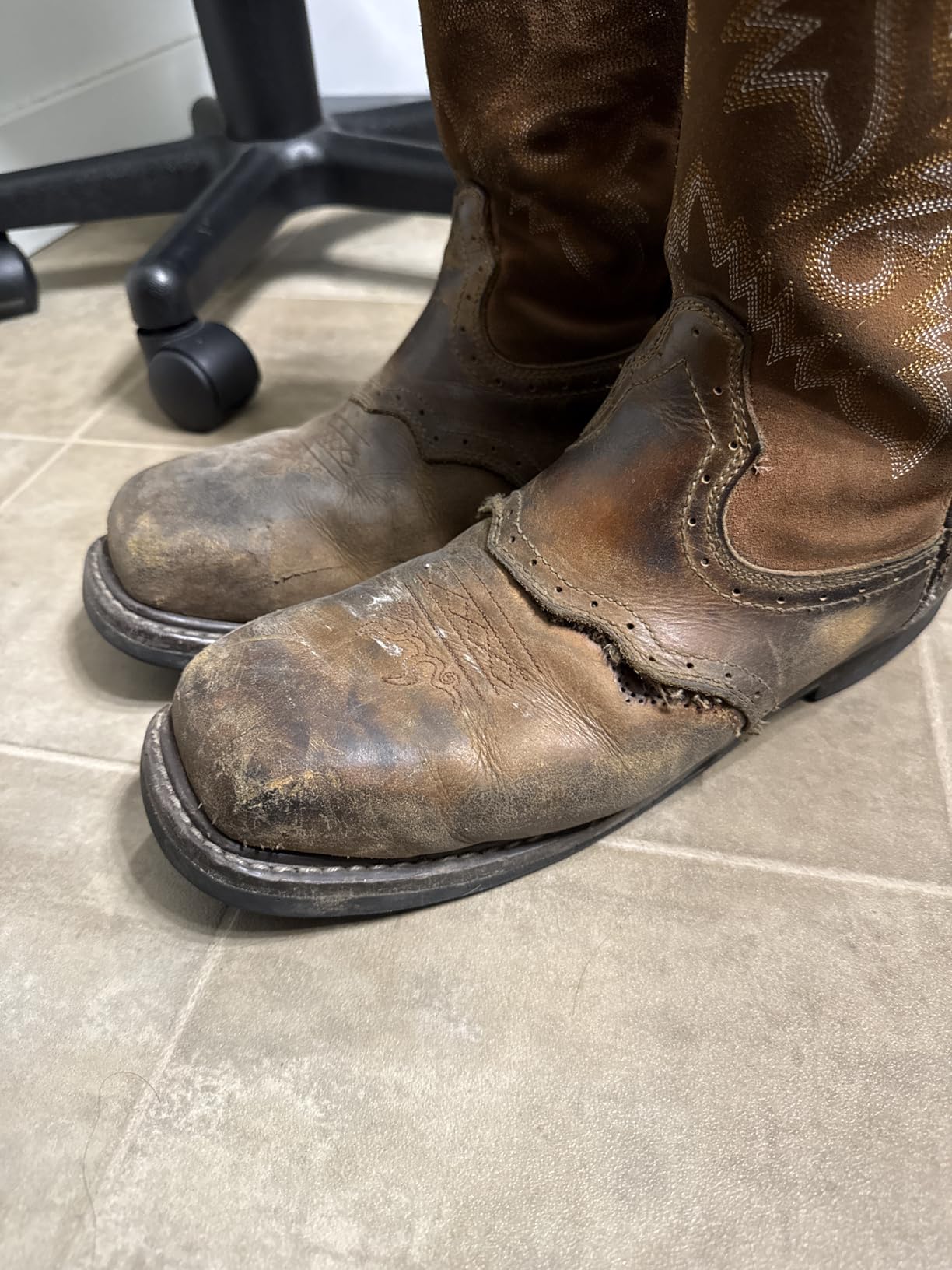 HISEA NINGO Steel Toe Work Boots for Men Square Toe Cowboy Boots Soft Toe customer photo 2
